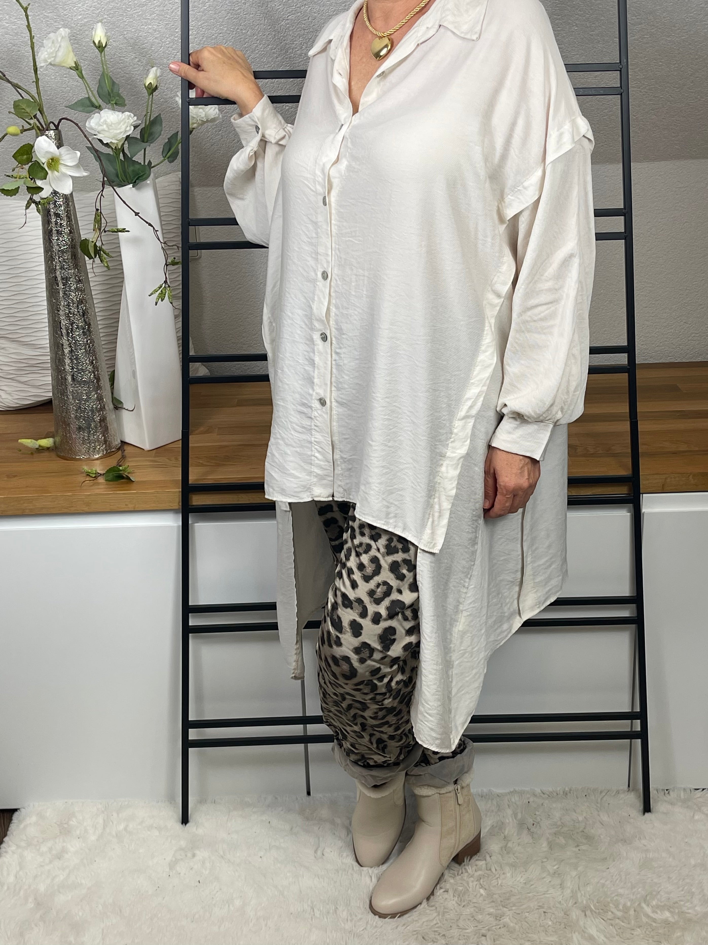 Damen Longbluse Einheitsgröße Gr. 40 - 46 in 3 Farben