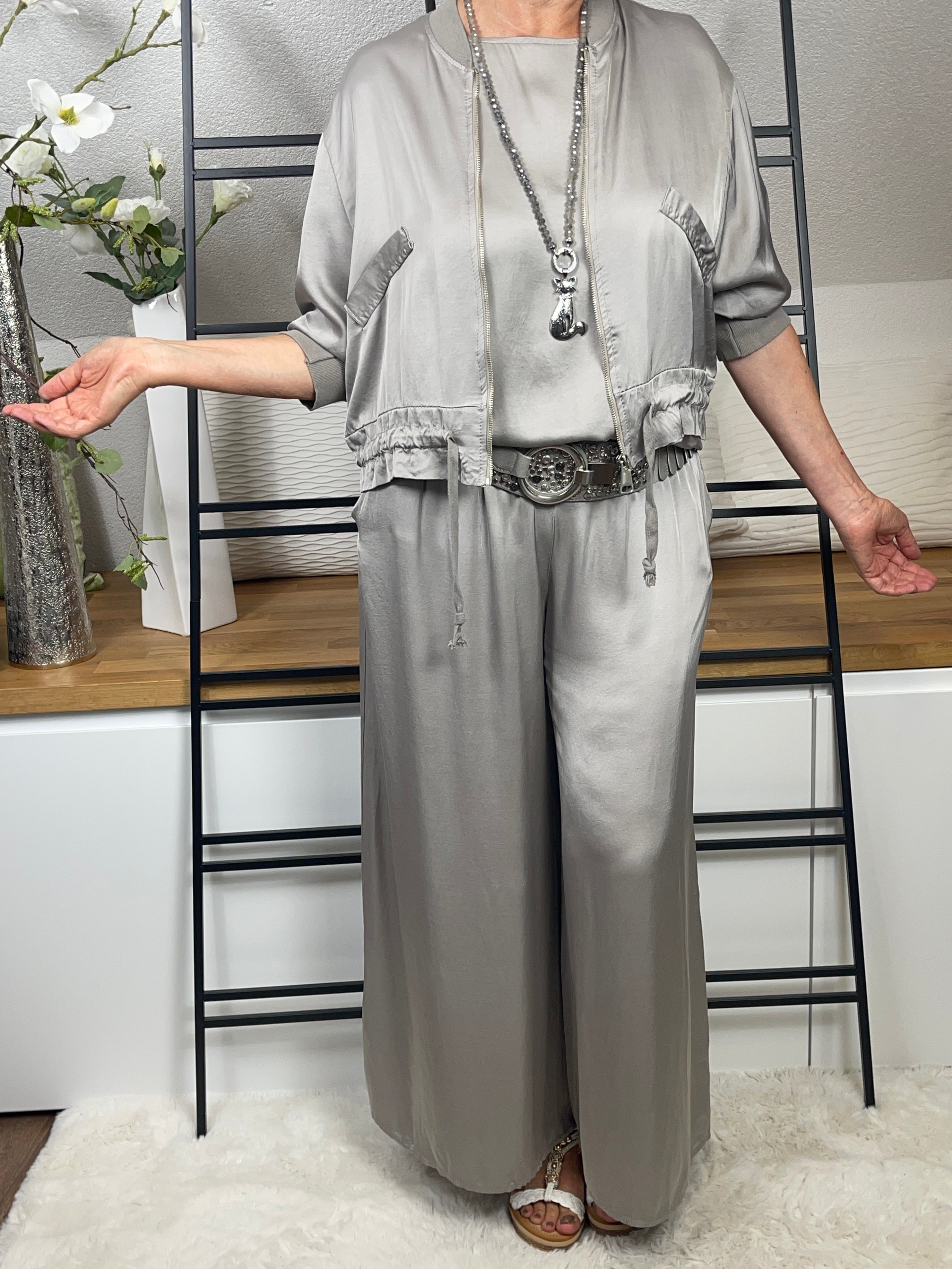 Elegante weite Damen - Glanz - Jogpant Einheitsgrösse Gr. 36 - 42 in 5 Farben