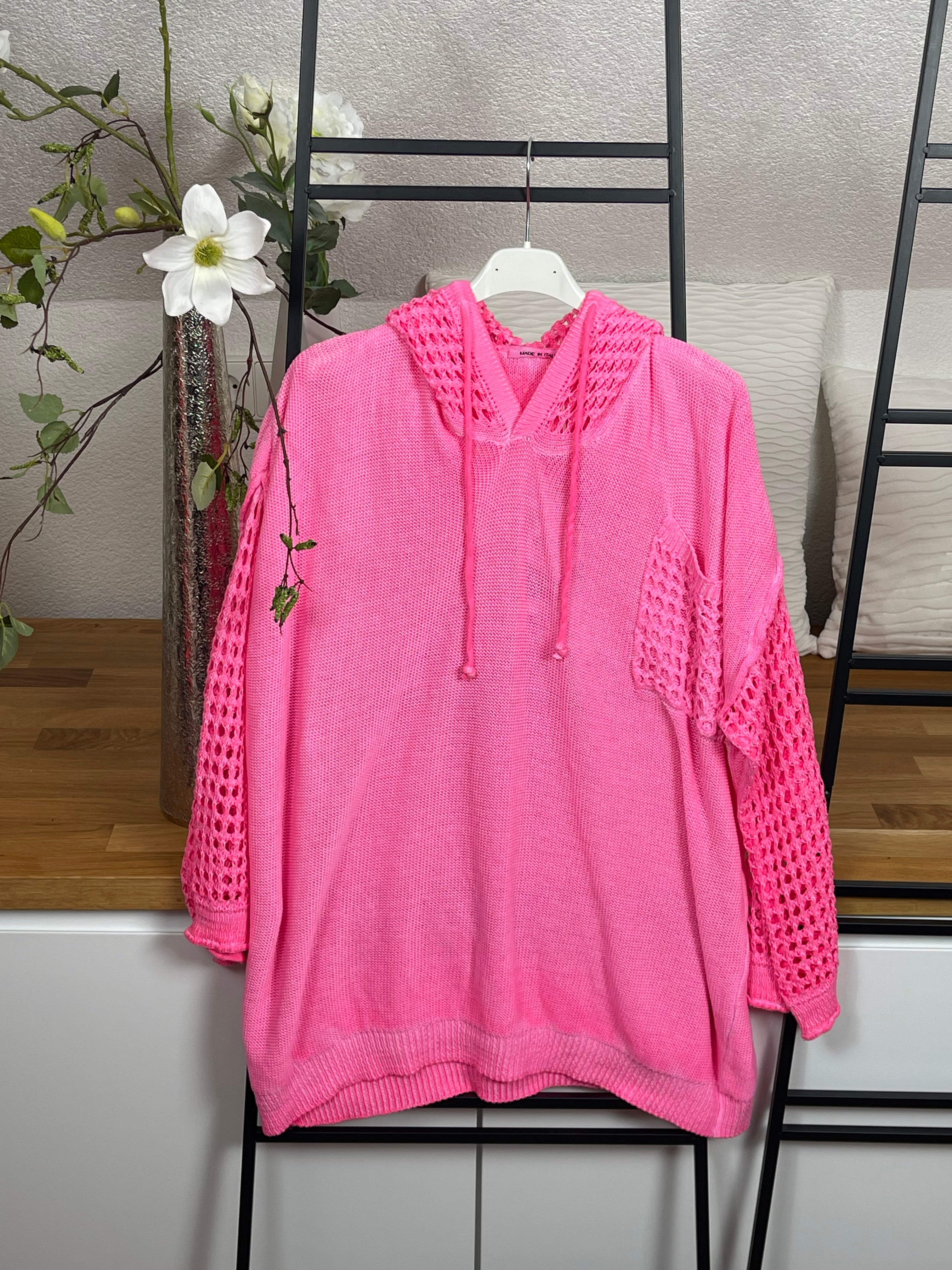 !!!!KEINE RETOURE MÖGLICH!!!! Damen - Hoodie mit Lochmuster Einheitsgrösse Gr. 38 - 46 in 4 Farben