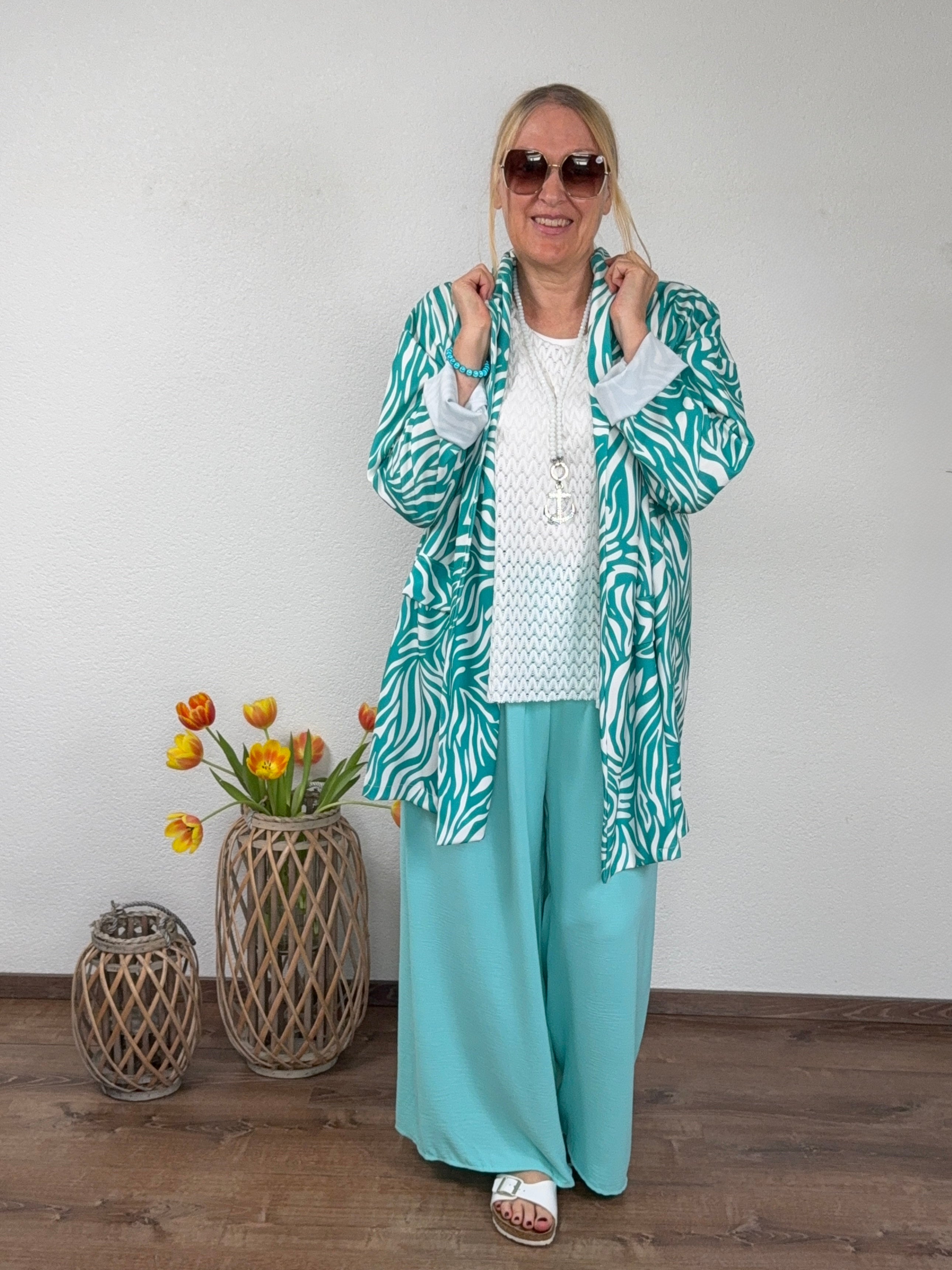 Leichter Long - Blazer „Animal Print“ Einheitsgrösse Gr. 44 - 52 in 3 Farben