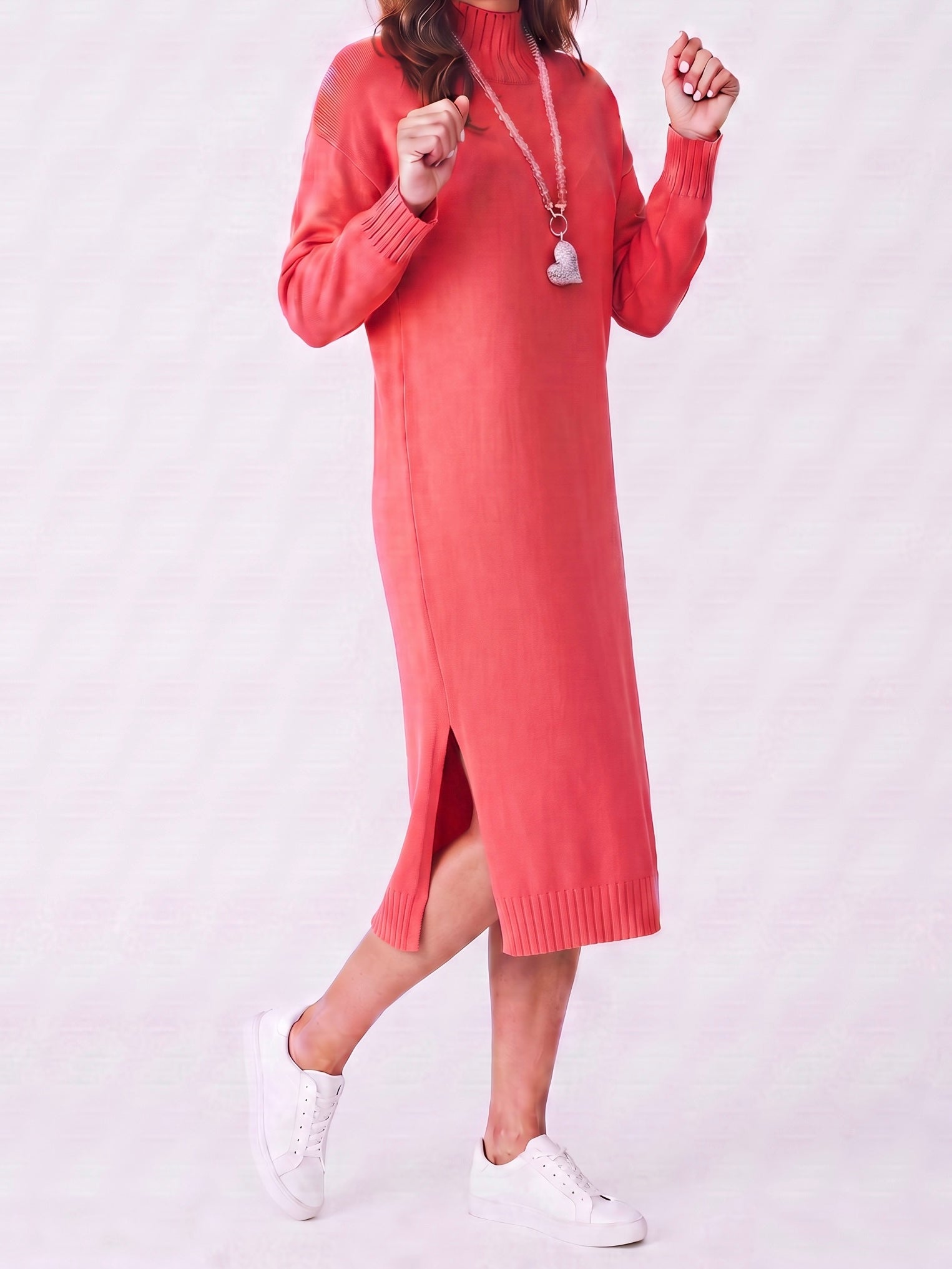 Elegantes Feinstrick - Kleid mit Kragen in 2 Farben