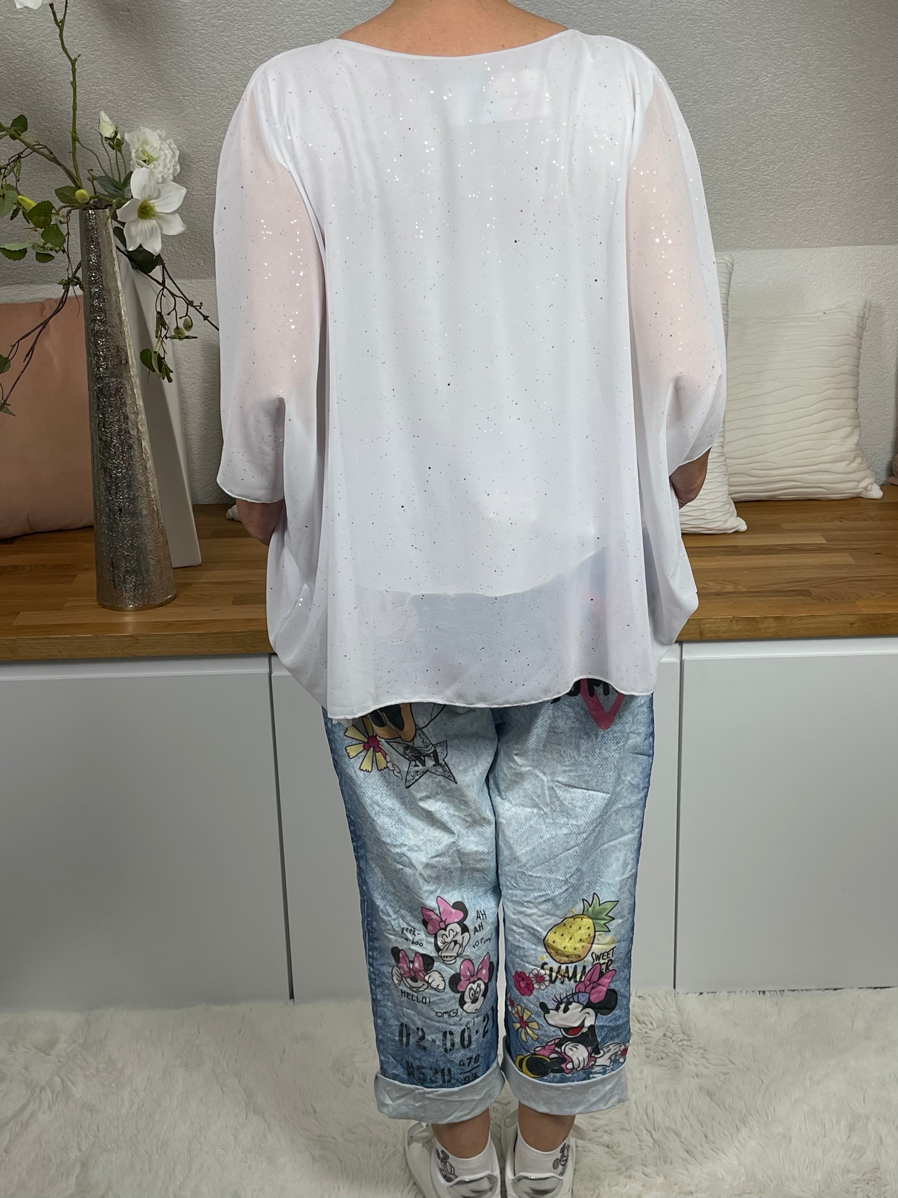 Damen - Tunika „Flattershirt“ Einheitsgrösse Gr. 38 - 48 in 2 Farben