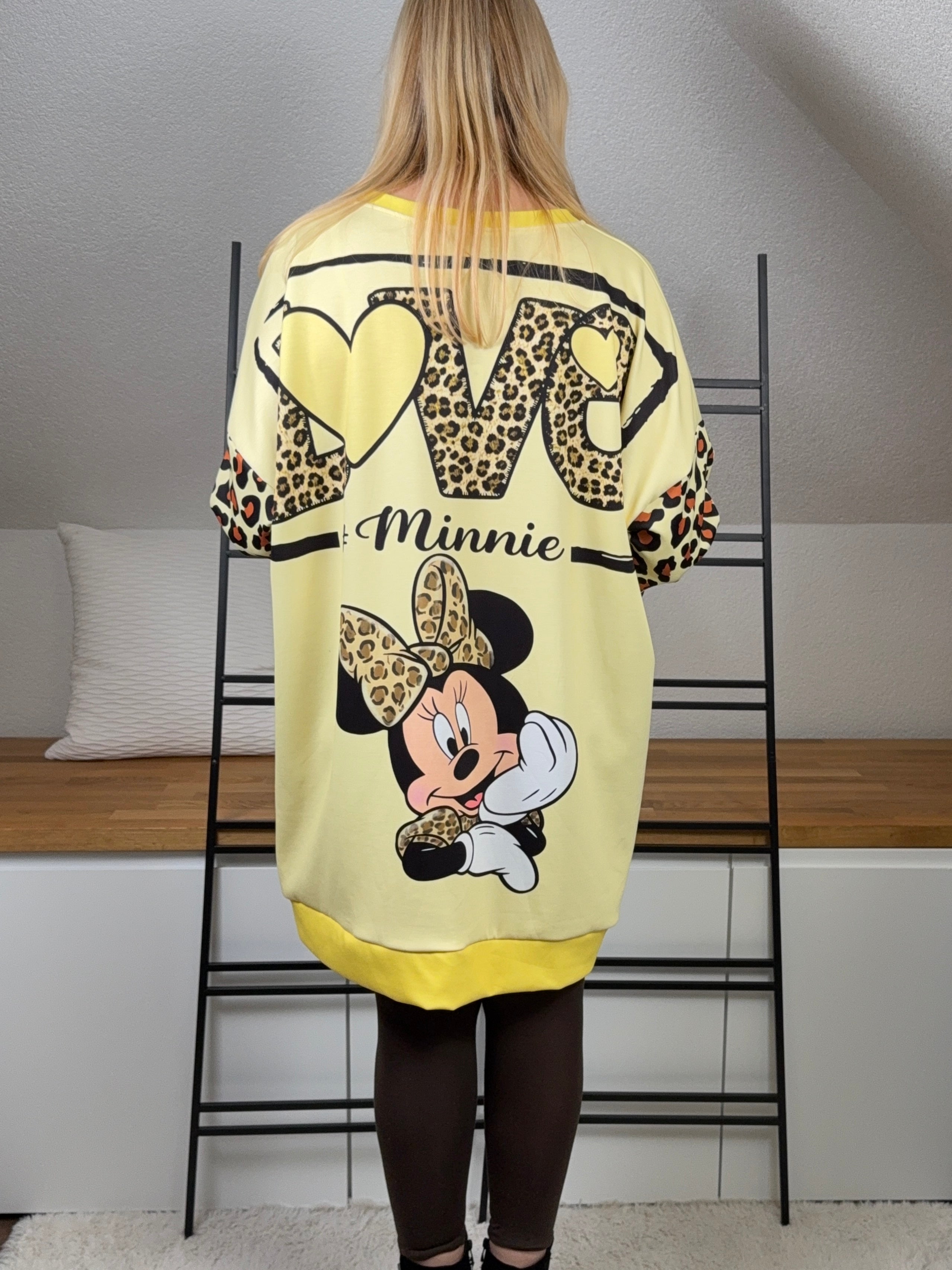 Long - Pullover „Fluffi“ mit Mausprint Einheitsgrösse Gr. 44 - 48 in vanille