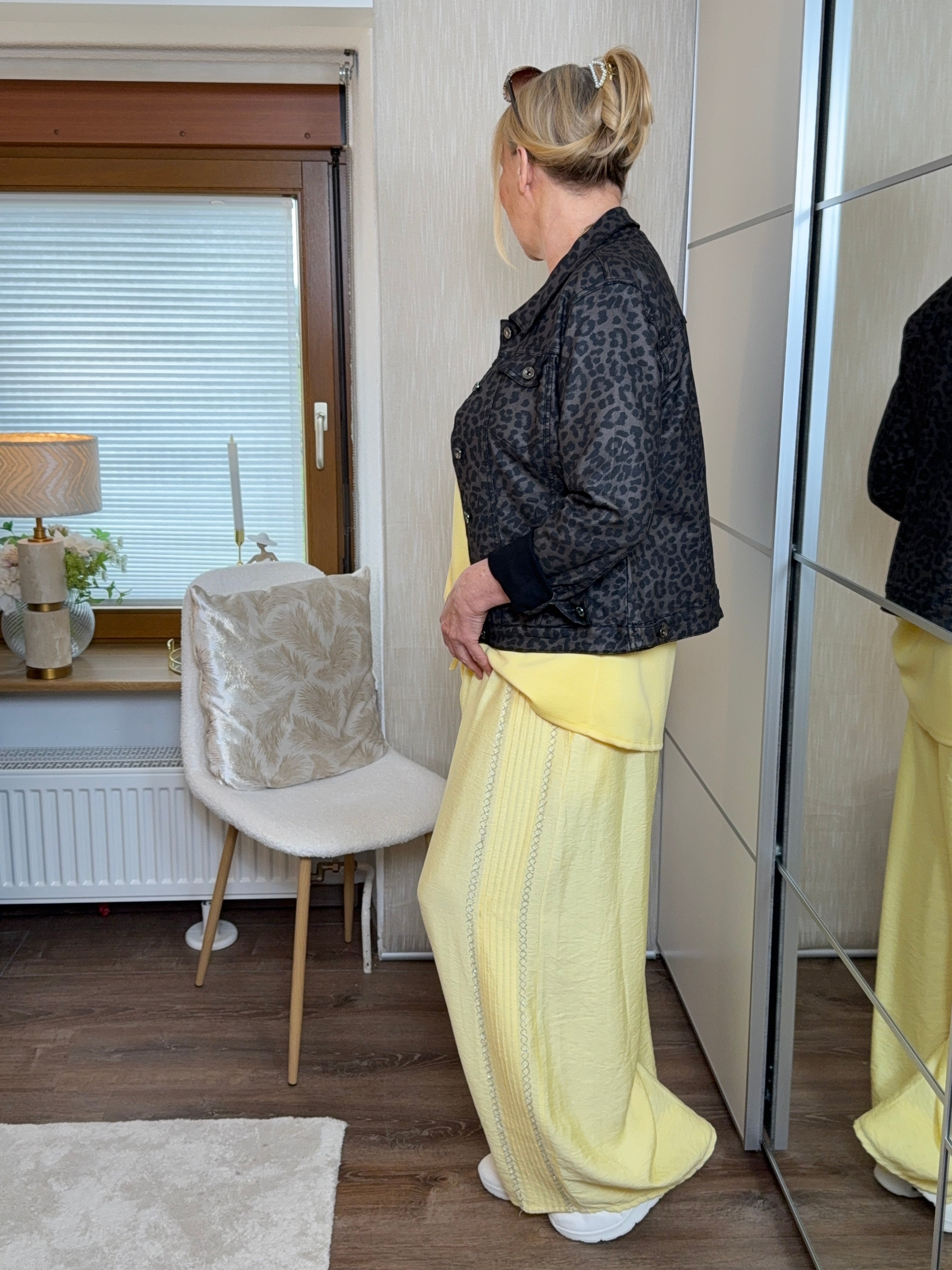 Hochwertige Kunstleder - Jacke „Animal Print“ in taupe - anthrazit - schwarz