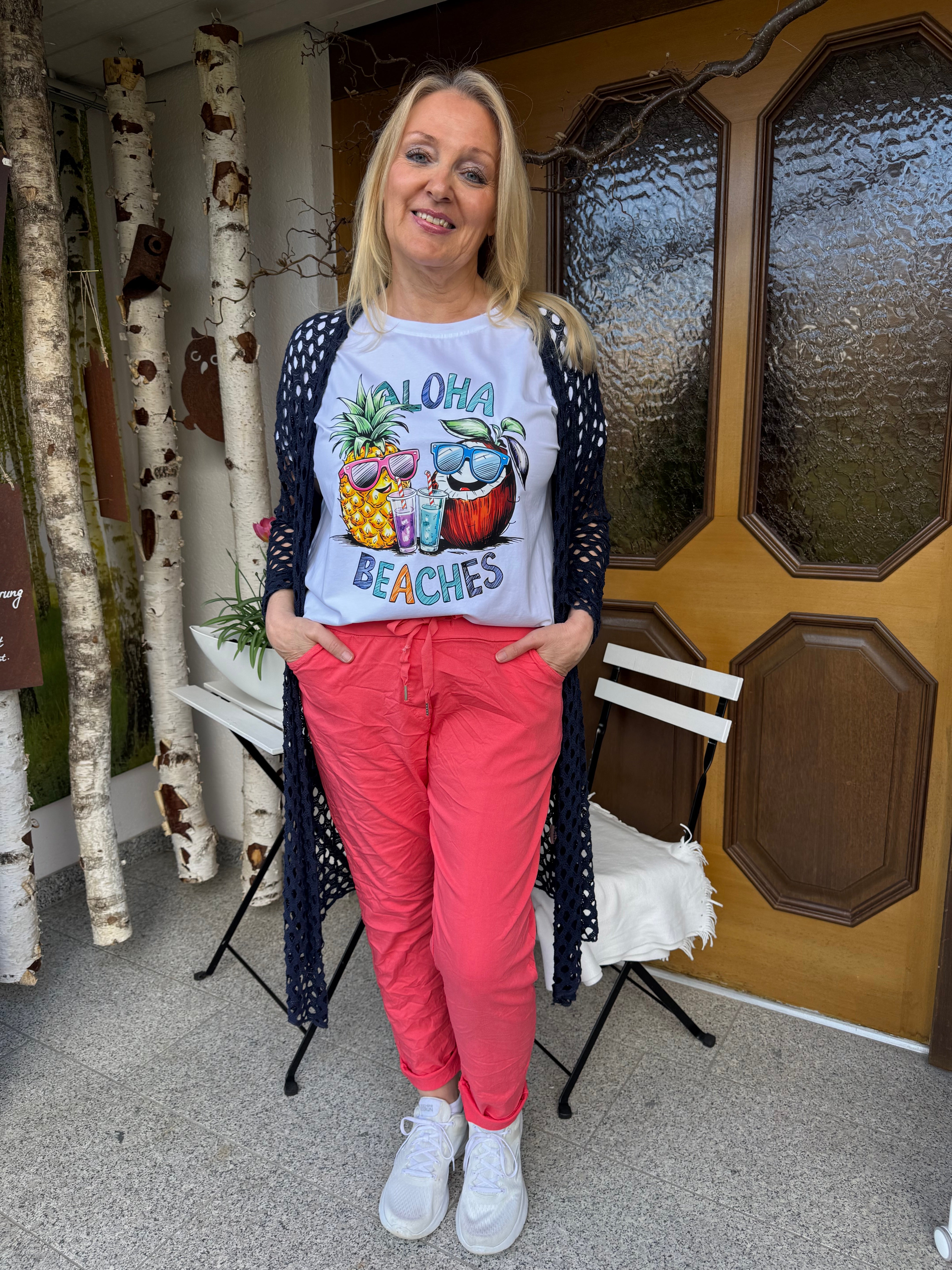 Lustiges T - Shirt „Aloha Beaches“ Einheitsgrösse Gr. 38 - 46