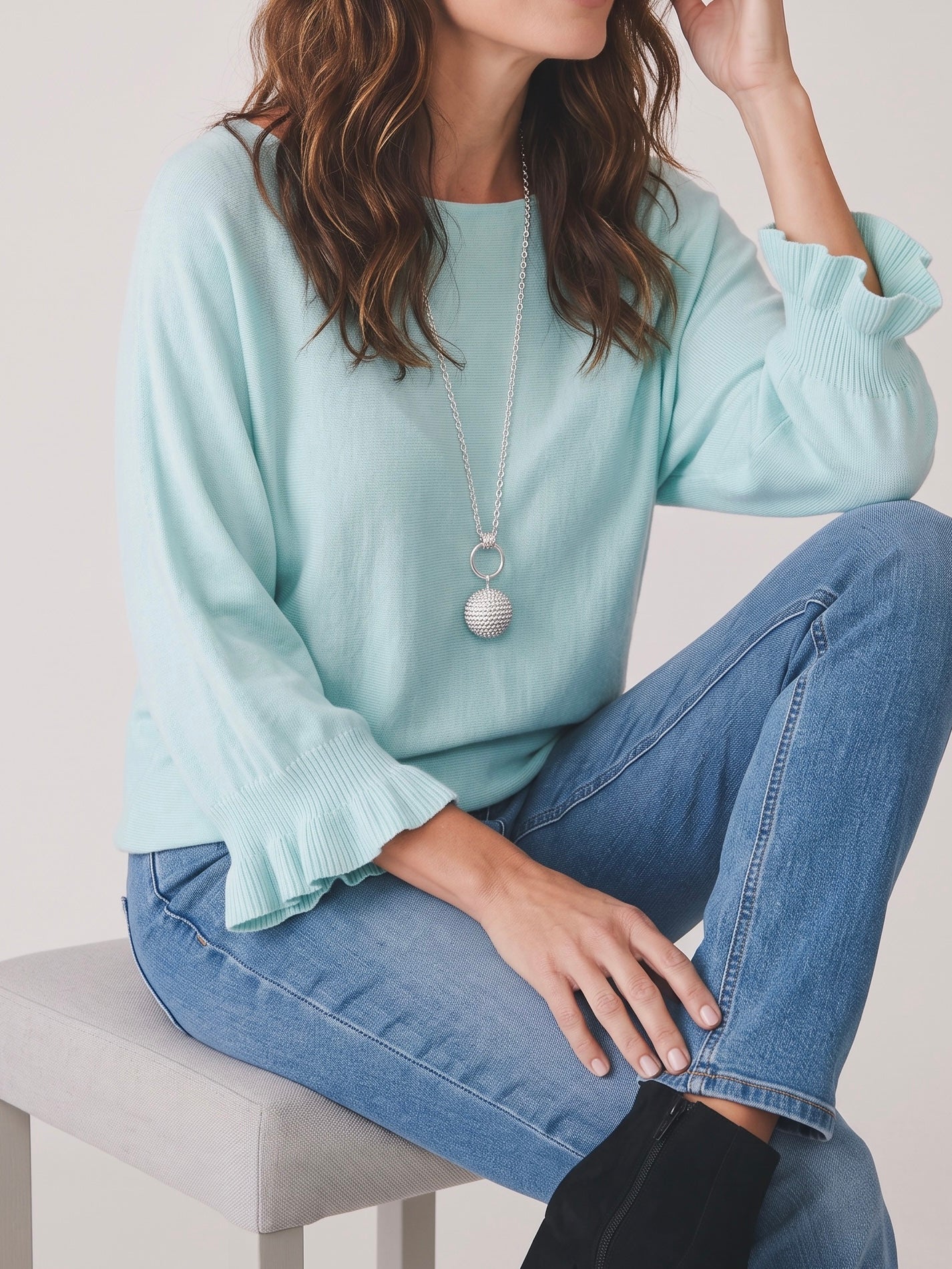 Feinstrick - Pullover mit Arm in 2 Farben