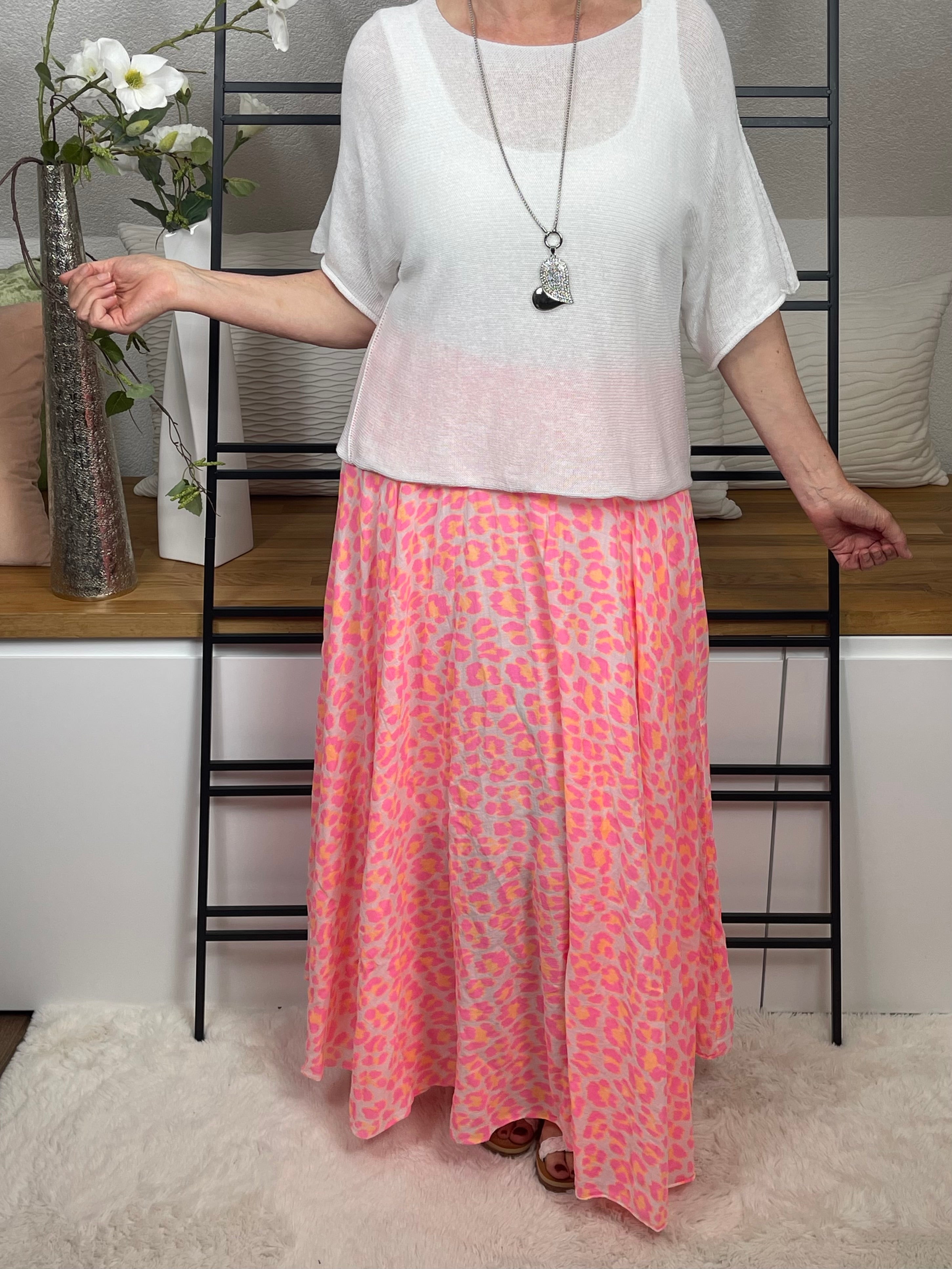 !!!!KEINE RETOURE MÖGLICH!!!! Damen - Maxi - Rock „Animal Print“ Einheitsgrösse Gr. 38 - 40/42 in neonpink