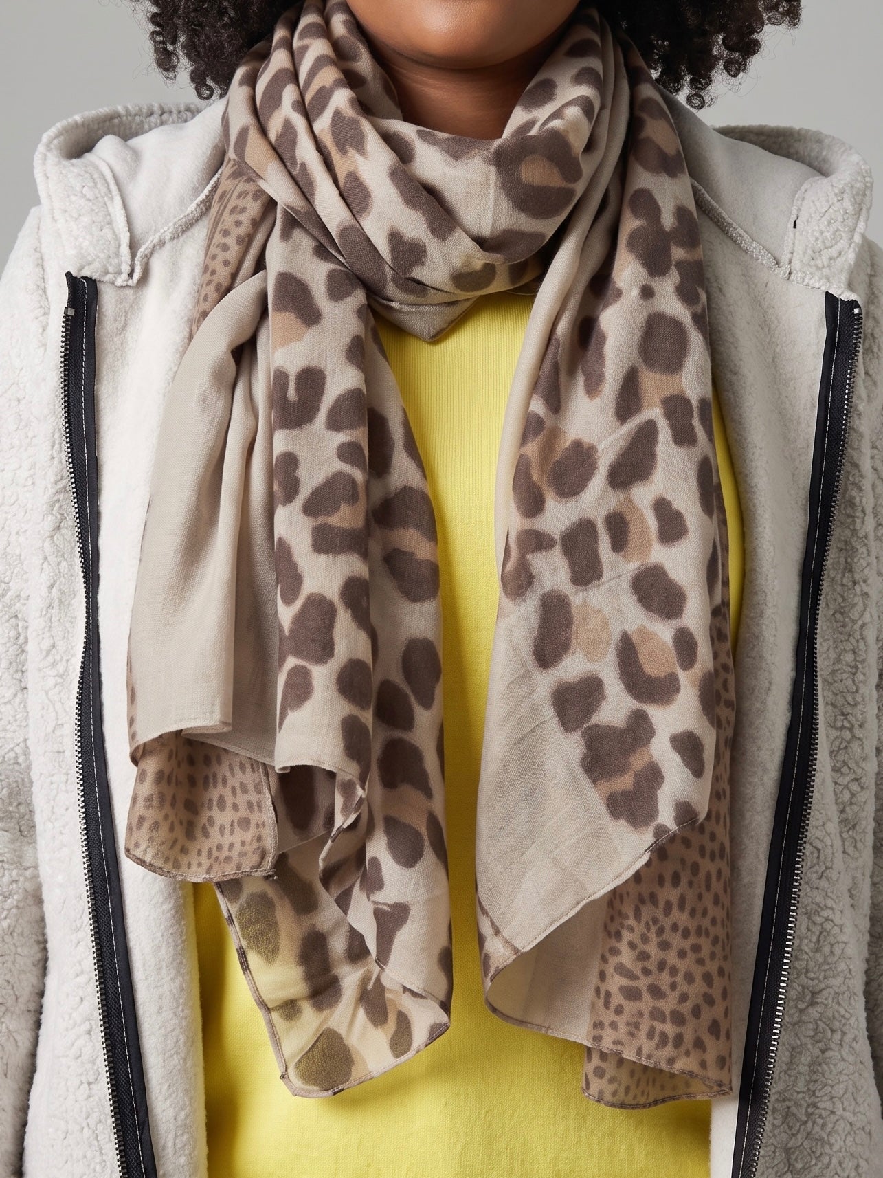 Langer Rechteck Schal „Leo“ in taupe - natur