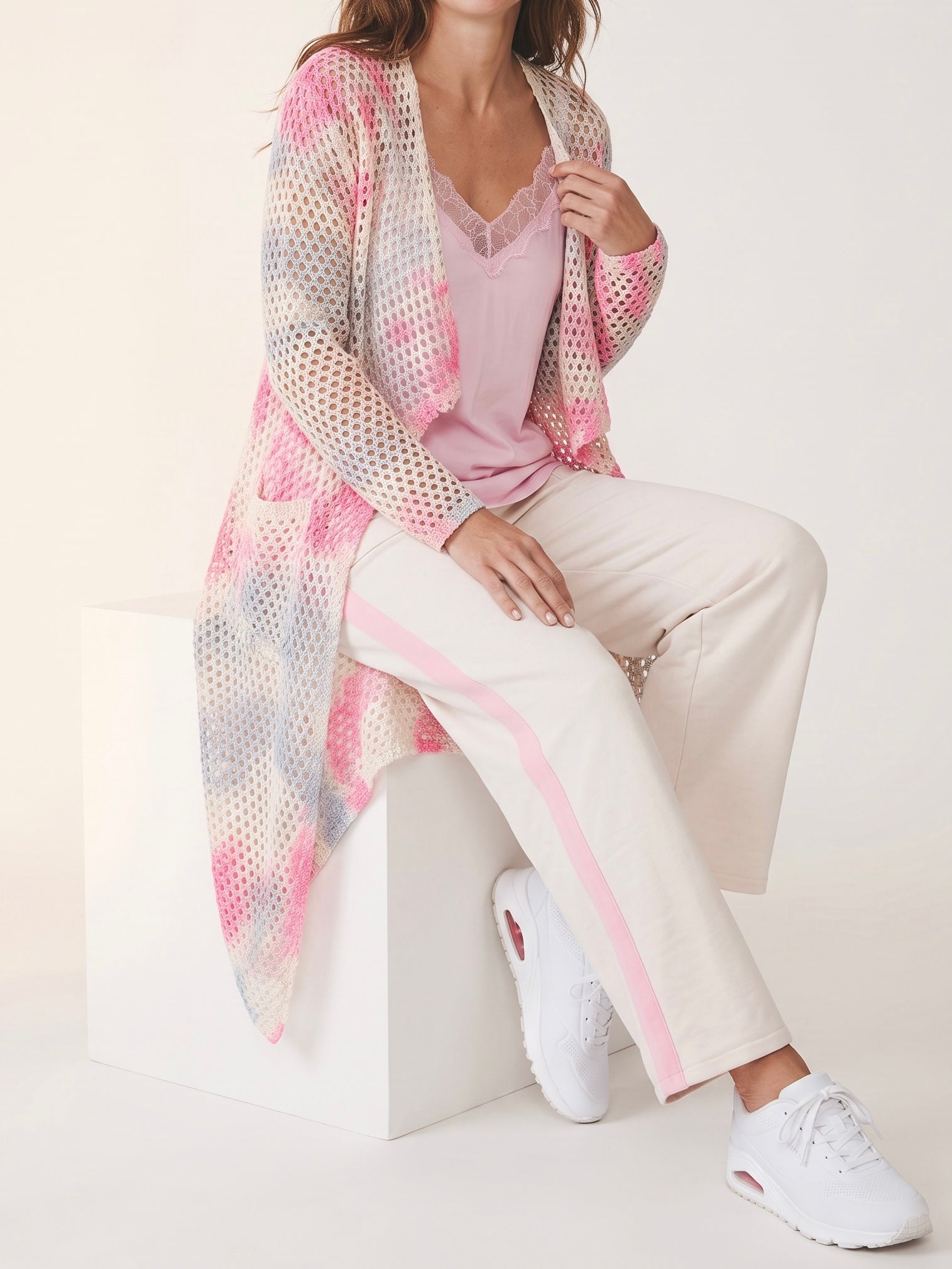 Cardigan „Netzoptik“ in neonfarben
