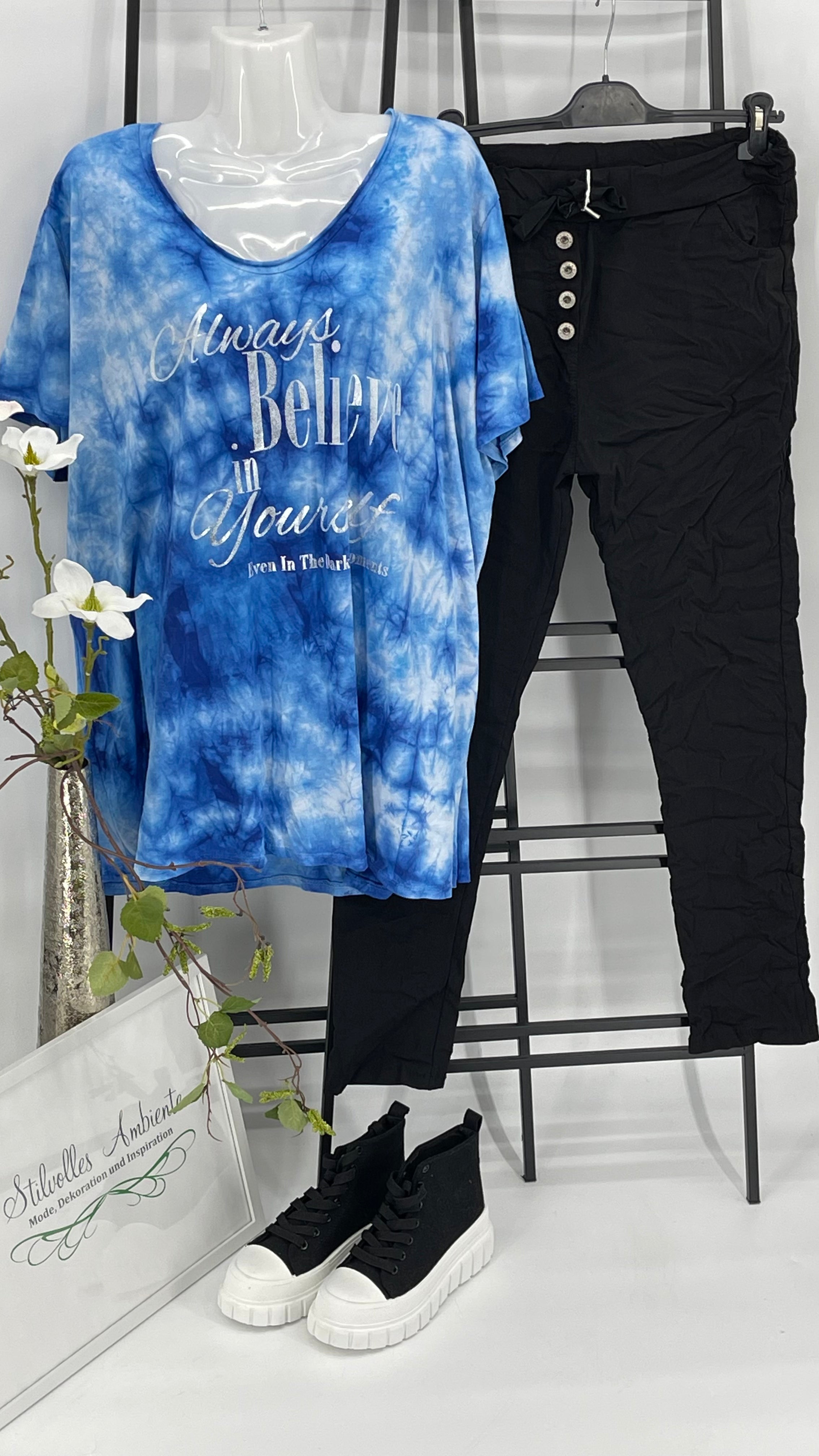 !!!!KEINE RETOURE MÖGLICH!!!! Damen T - Shirt „Believe“ Einheitsgrösse Gr. 38 - 46/48 in 3 Farben