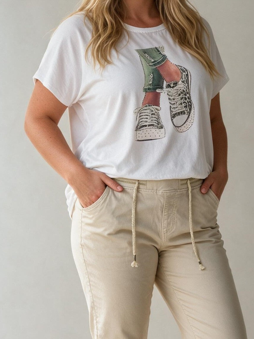 T-Shirt „Sneaker" mit Glitzer und Pailletten in 3 Farben