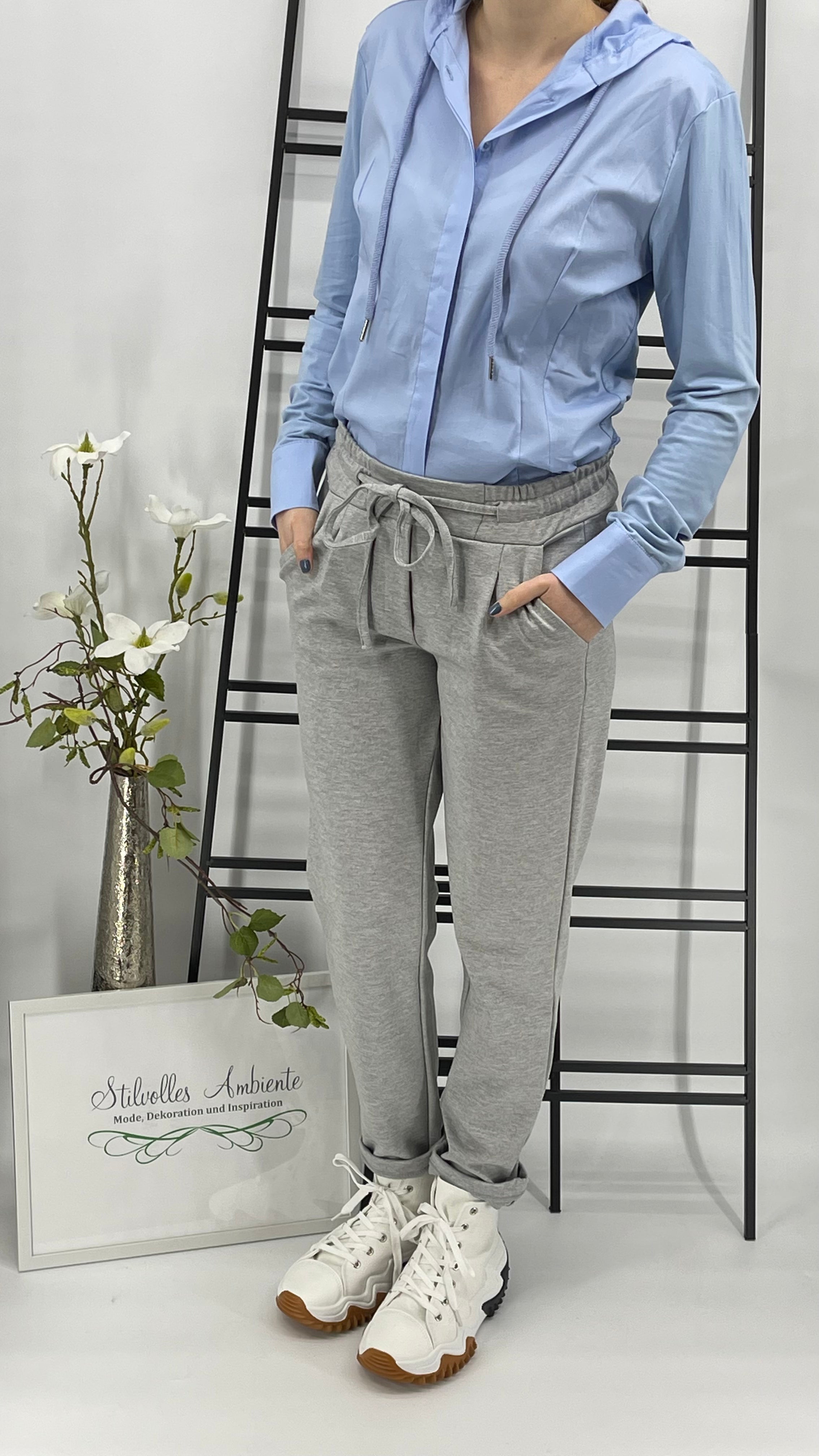 !!!!KEINE RETOURE MÖGLICH!!!! Hose mit Umschlag von „Esvivid“ Gr. 34 - 44 in hellgrau