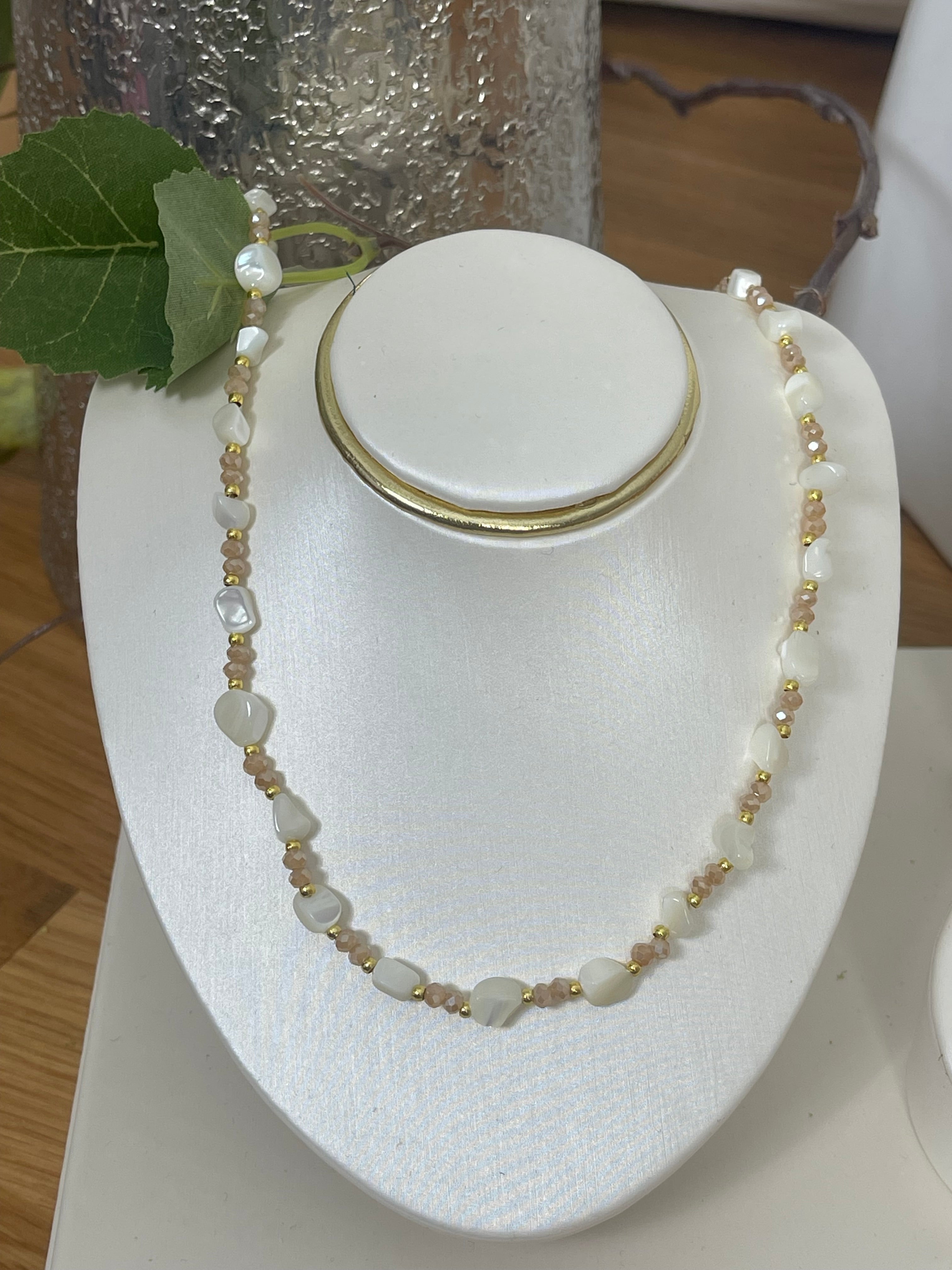 Elegante Edelstahl Kette in weiß - gold