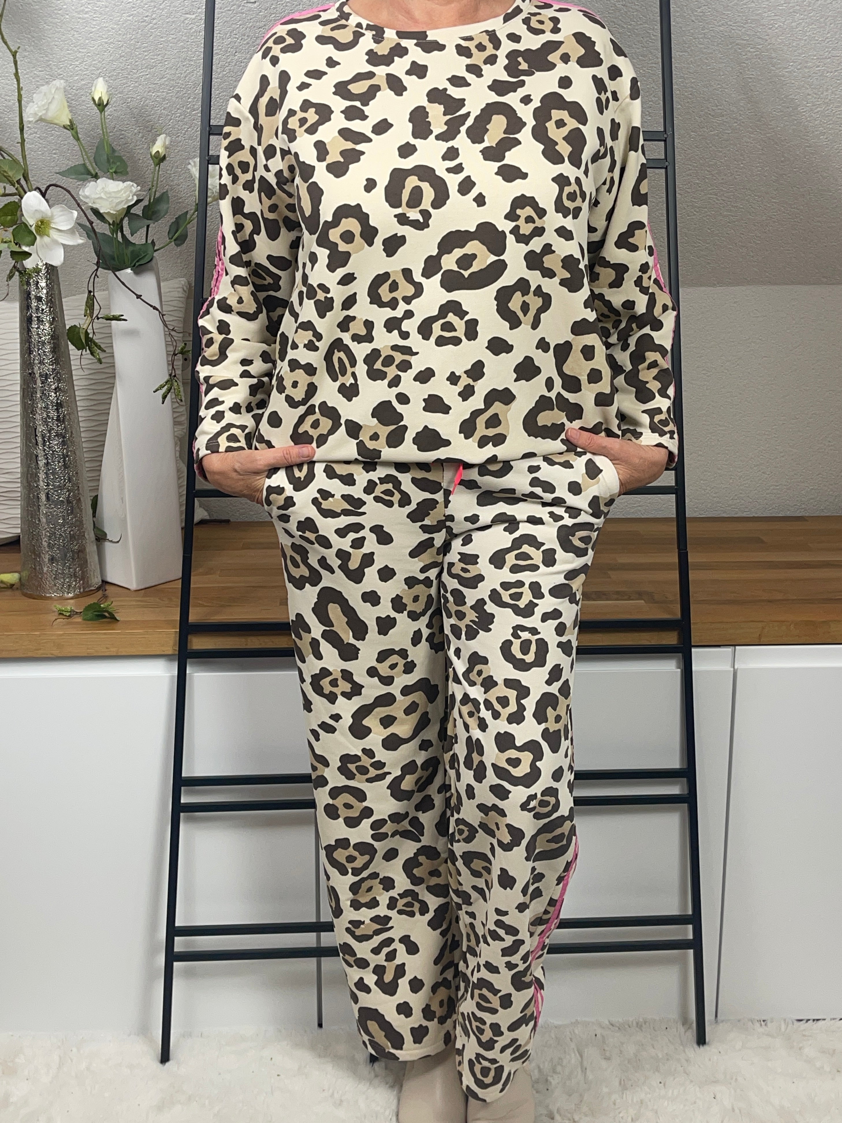 Damen Pullover „Animalprint“ Einheitsgrösse Gr. 36 - 42 in braun - natur