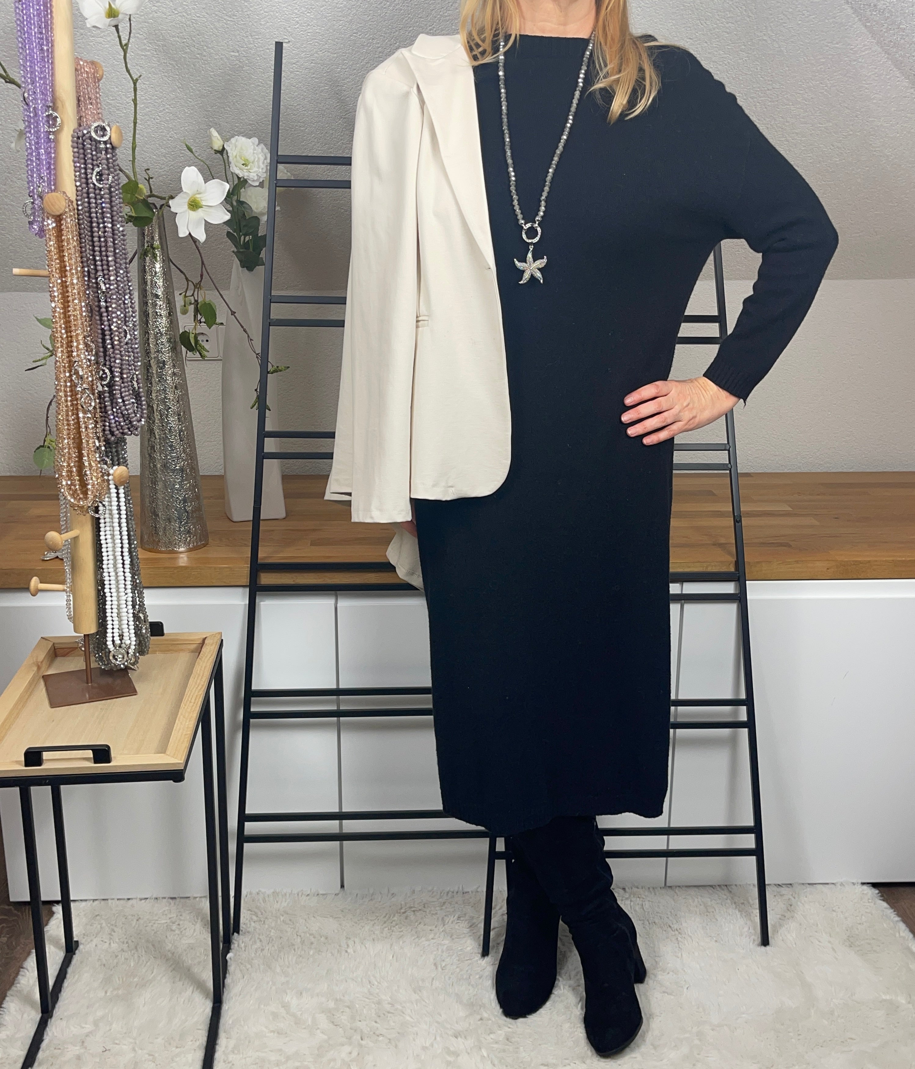 Elegantes Damen- Strick - Kleid Einheitsgröße Gr. 38 - 42 in 4 Farben