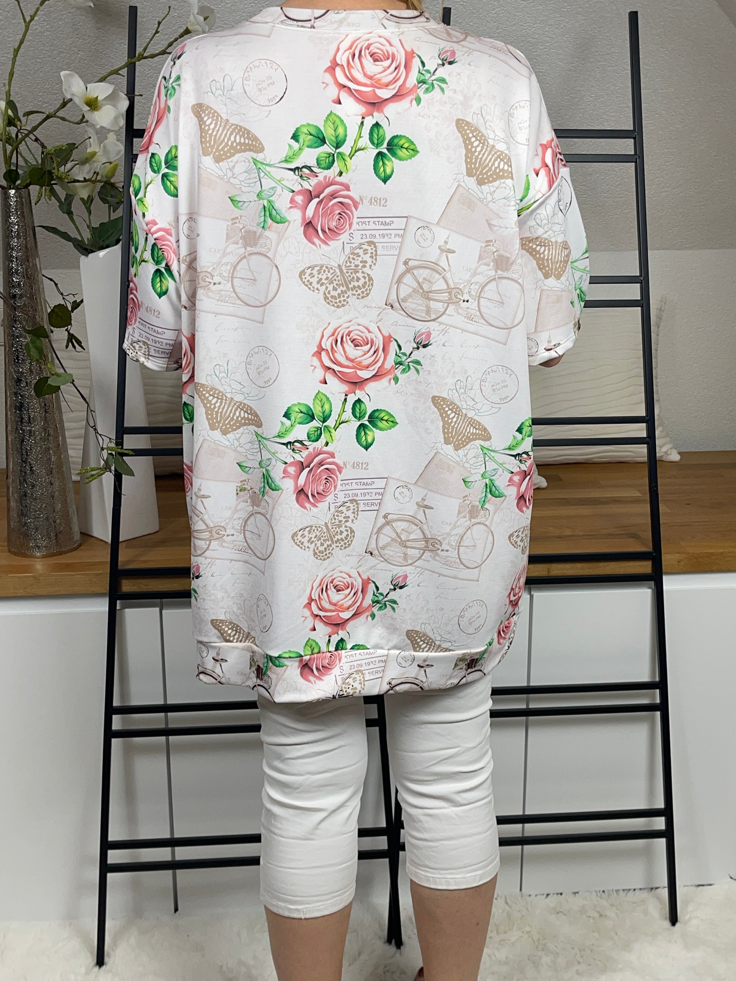 !!!!KEINE RETOURE MÖGLICH!!!! Damen - Tunika - Shirt „Minney“ mit Animal Flower Print Einheitsgrösse Gr. 38 - 48 in 6 Farben