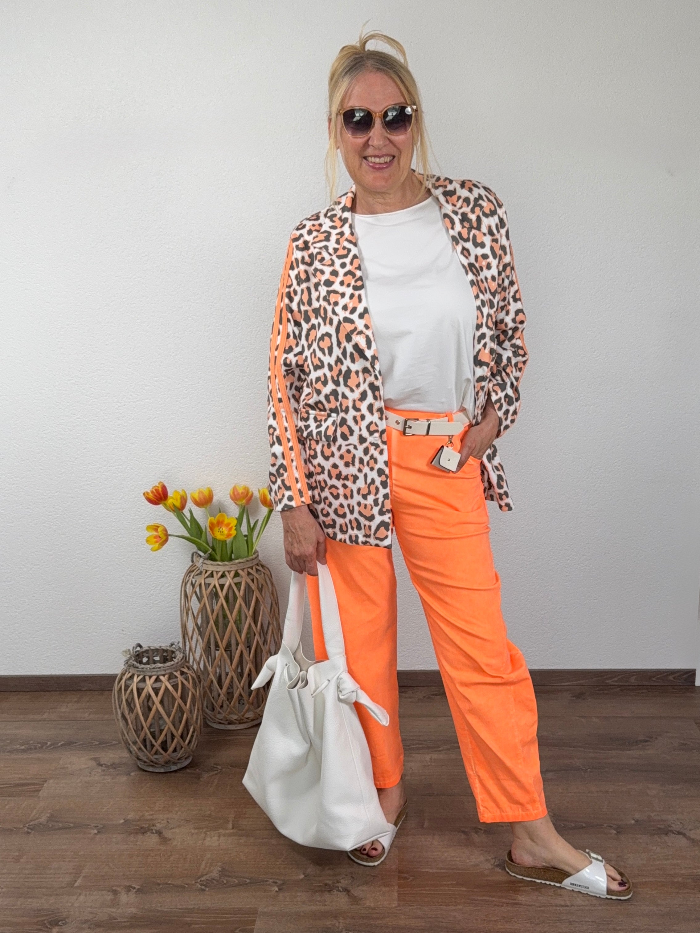 Blazer „Fluffi“ mit Animal - Print und Galonstreifen in 4 Farben