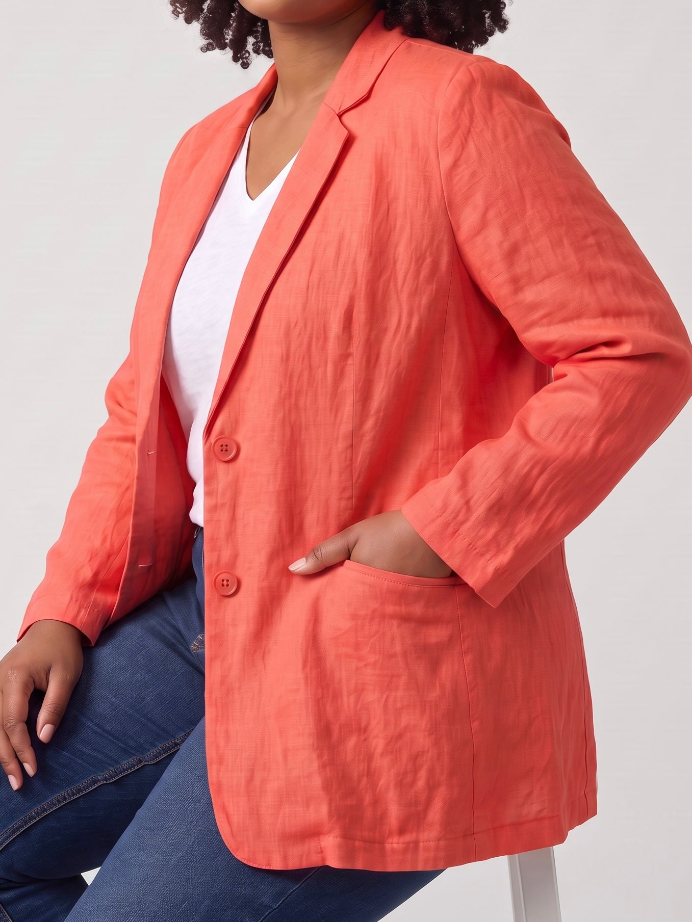 Esvivid Leinen - Blazer in koralle