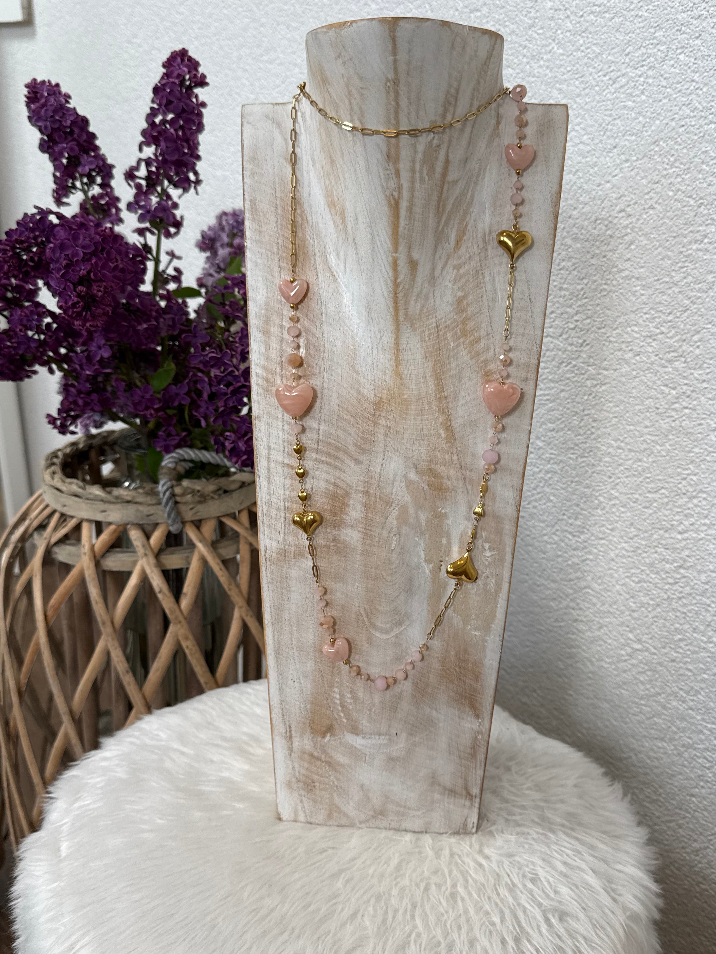 Lange Edelstahl - Glieder - Kette „Herzle“ in 3 Farben