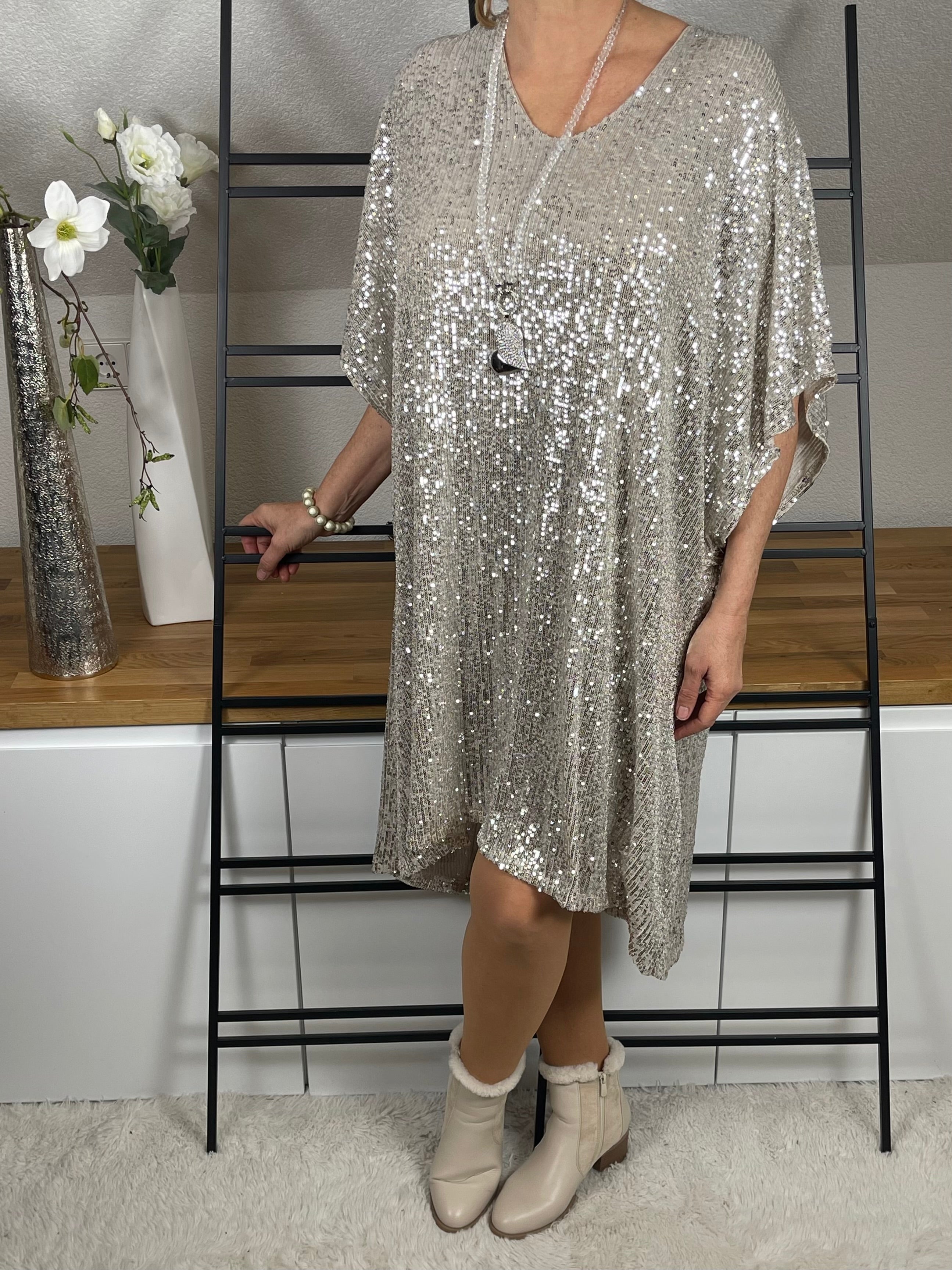 Elegantes Damen - Paillettenkleid Einheitsgröße Gr. 42 - 46/48 in 3 Farben