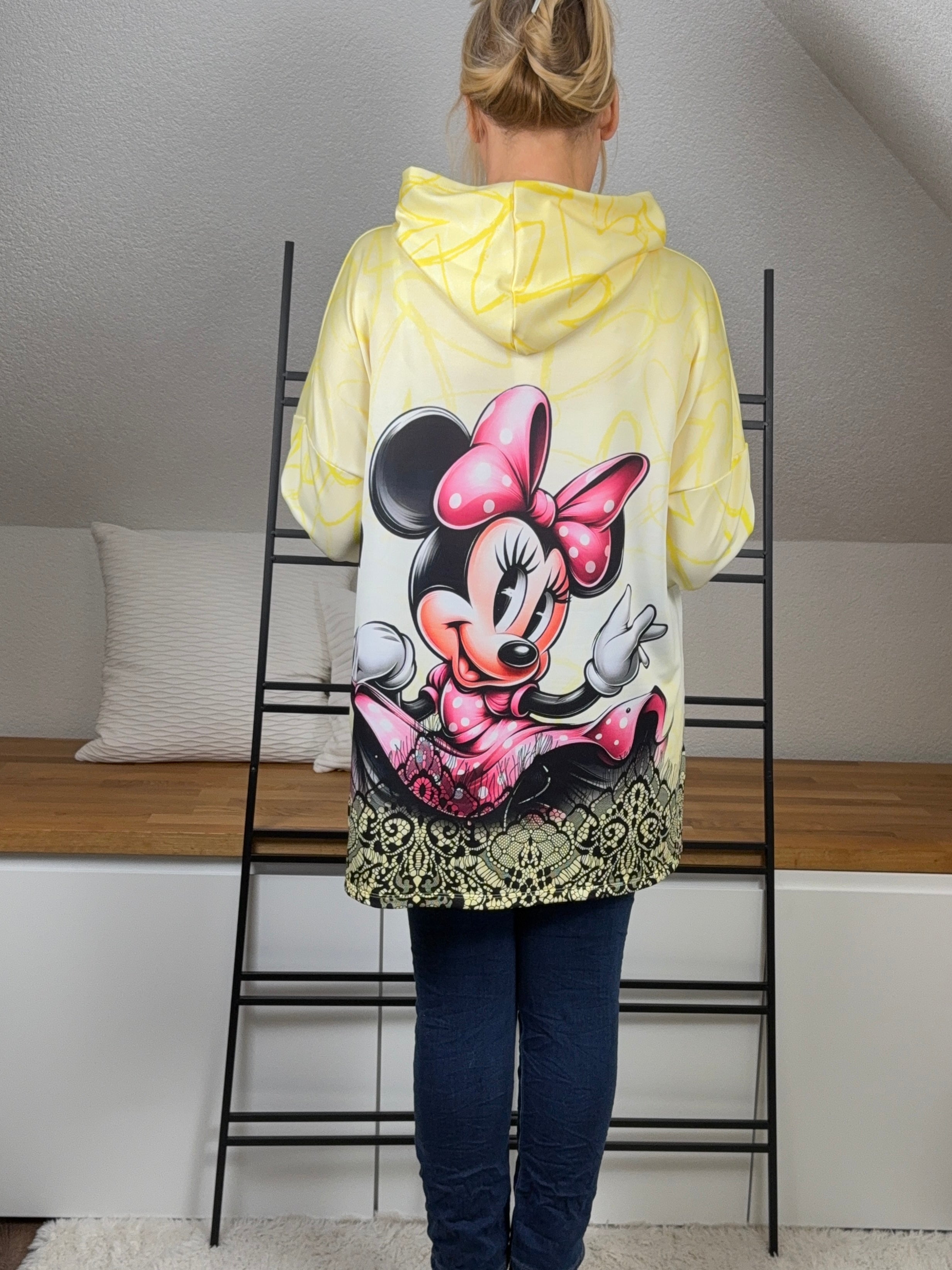 Hoodie mit „Mausprint“ Einheitsgrösse Gr. 42 - 46 in vanille