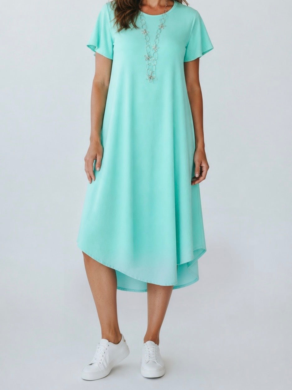 V - Kleid mit Halbarm Einheitsgröße Gr. 38 - 44 in türkis