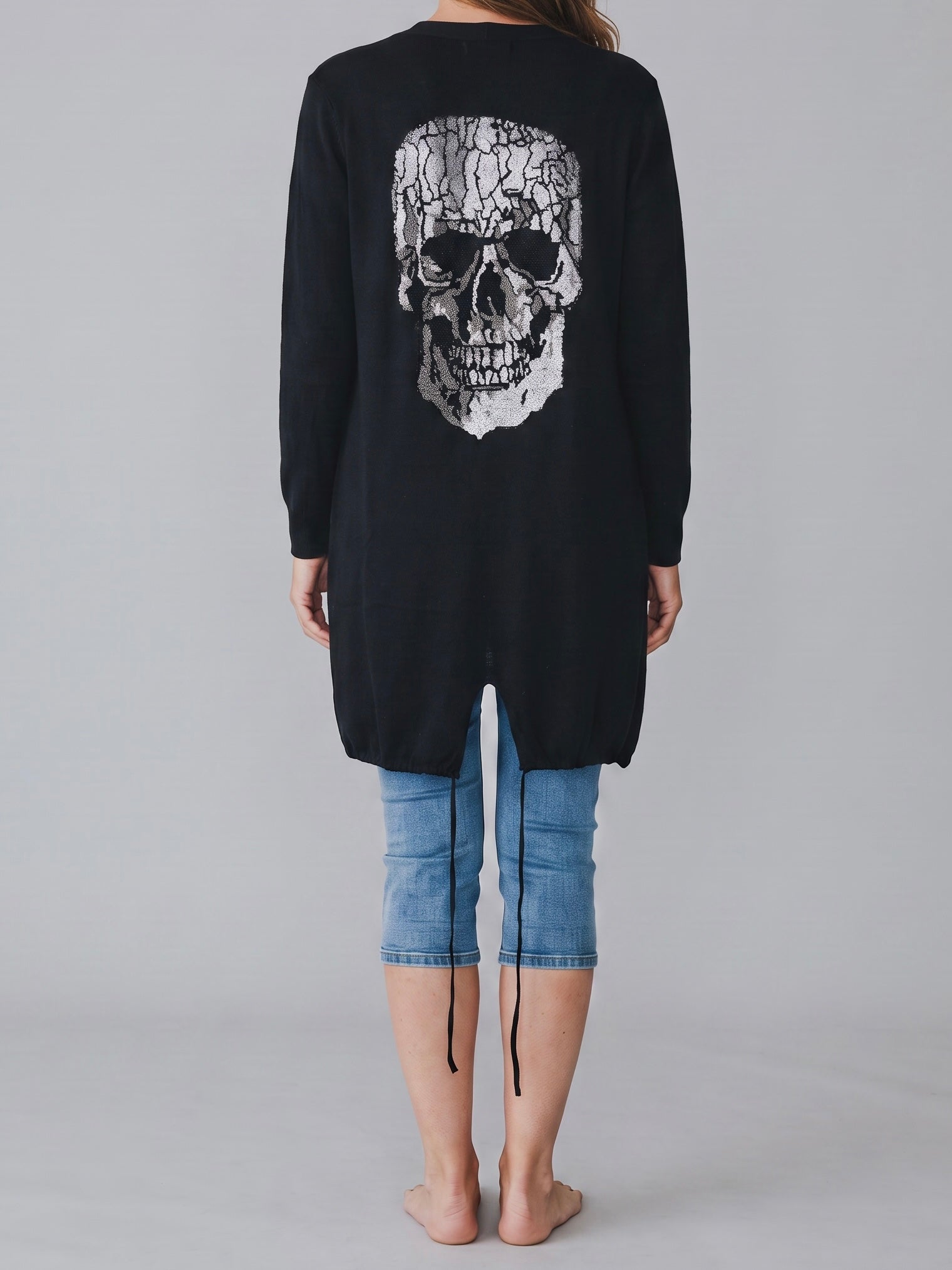 Cardigan „Totenkopf“ in schwarz