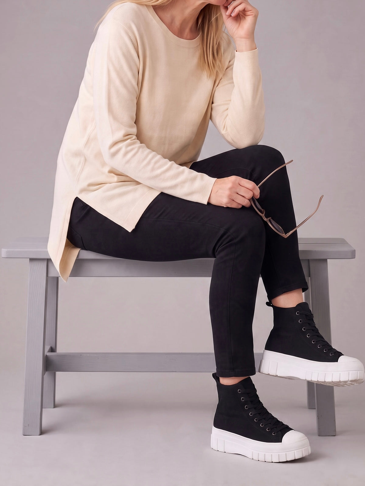 Pullover „Feinstrick“ in hellbeige
