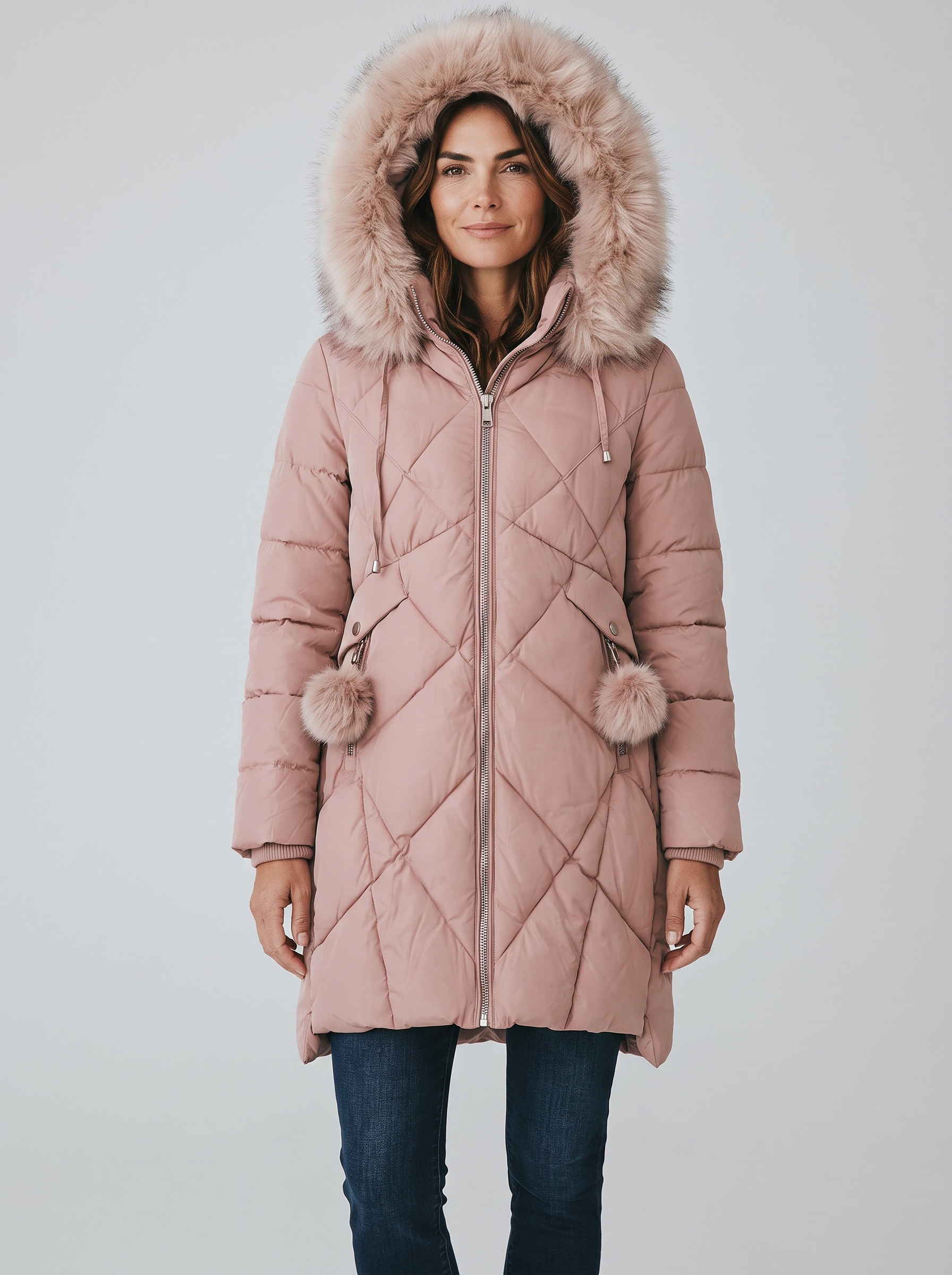 Flauschiger warmer Winter - Mantel in rosa