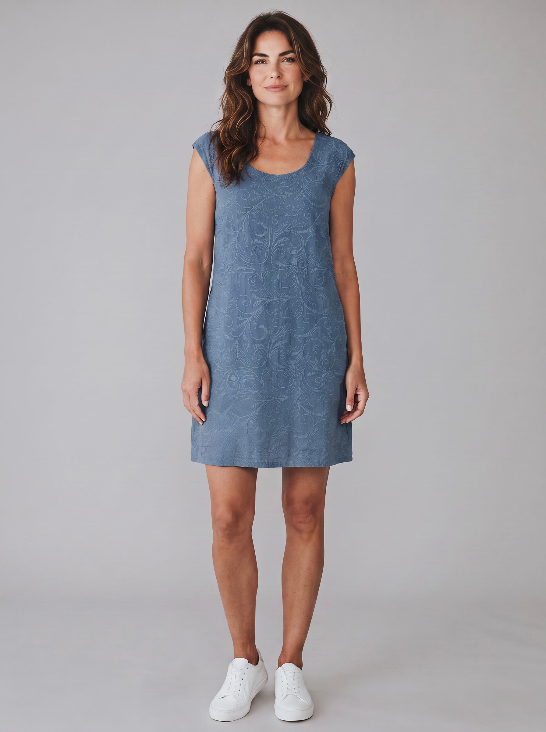Elegantes Leinen - Kleid in blau