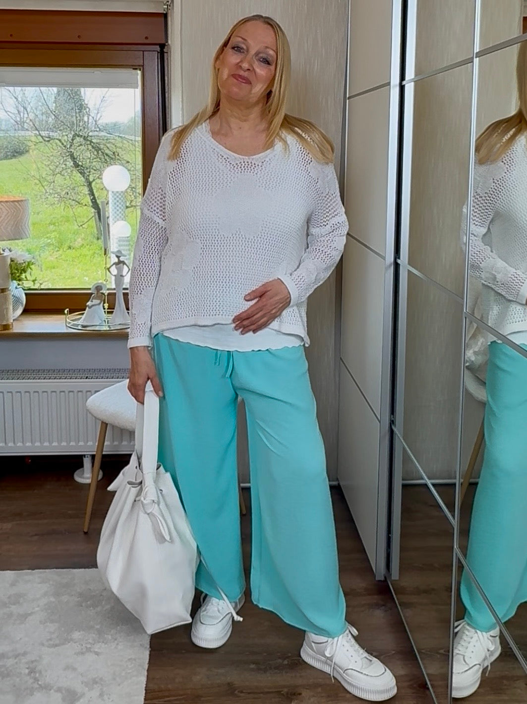 Elegante weite Hose mit Kordelzug in 4 Farben