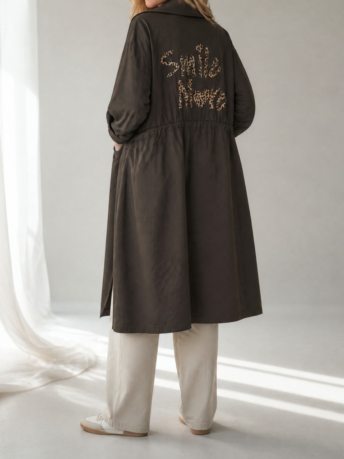 Leichter Oversize Vintage Mantel „Smile More“ 2 Farben