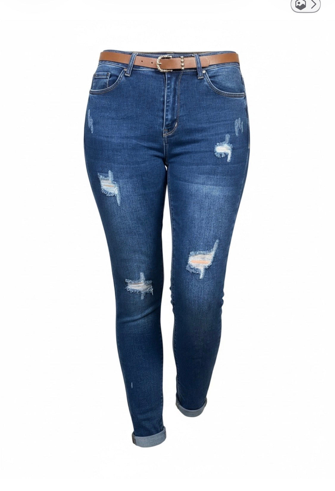 Jeans mit tollen „Patches“ in blau Gr. 38 - 48