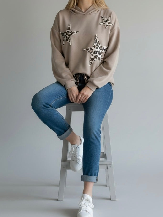 Hoodie mit „stylischem Print“ Einheitsgrösse Gr. 36 - 42 in 2 Farben