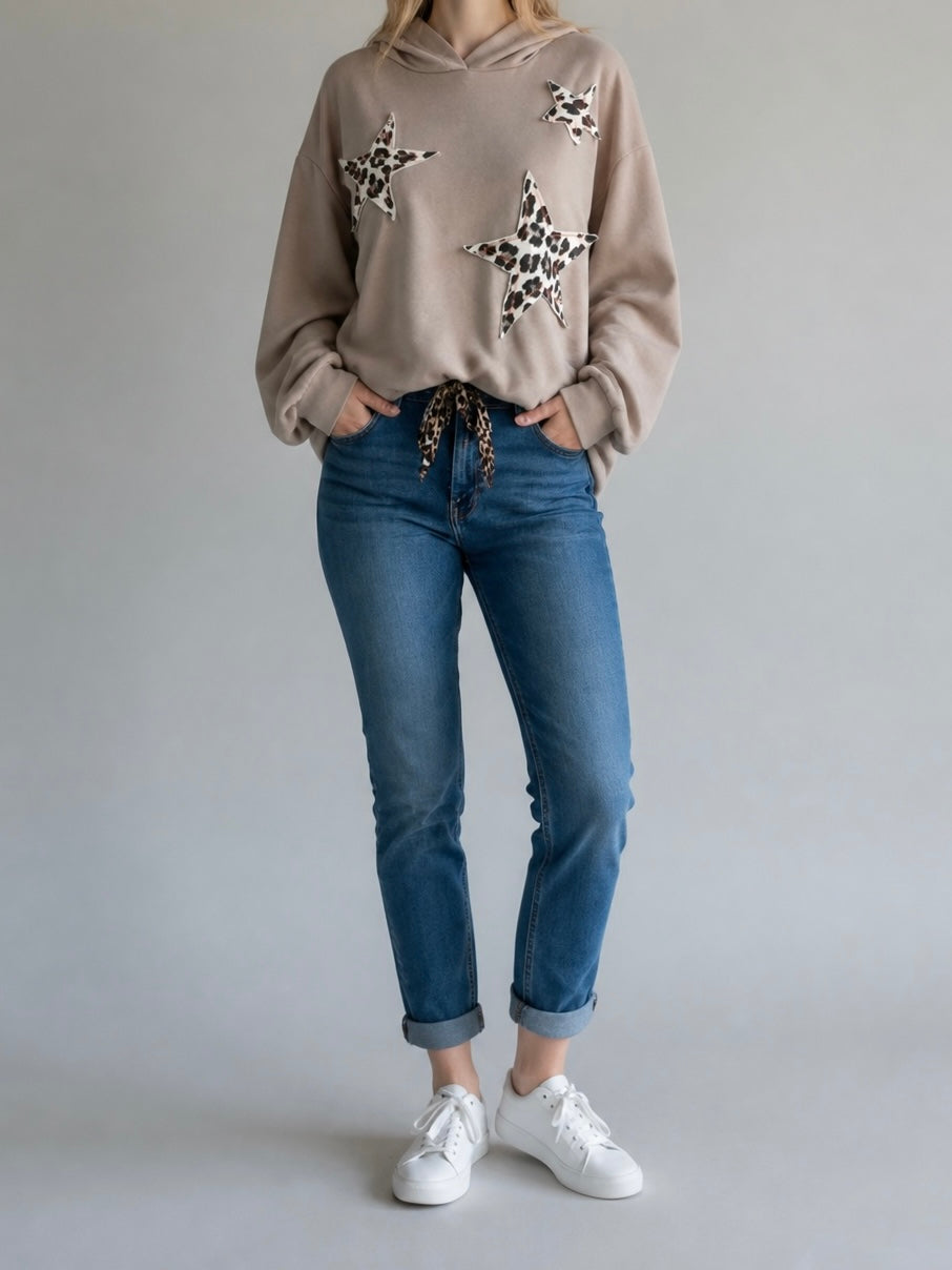 Hoodie mit „stylischem Print“ Einheitsgrösse Gr. 36 - 42 in 2 Farben