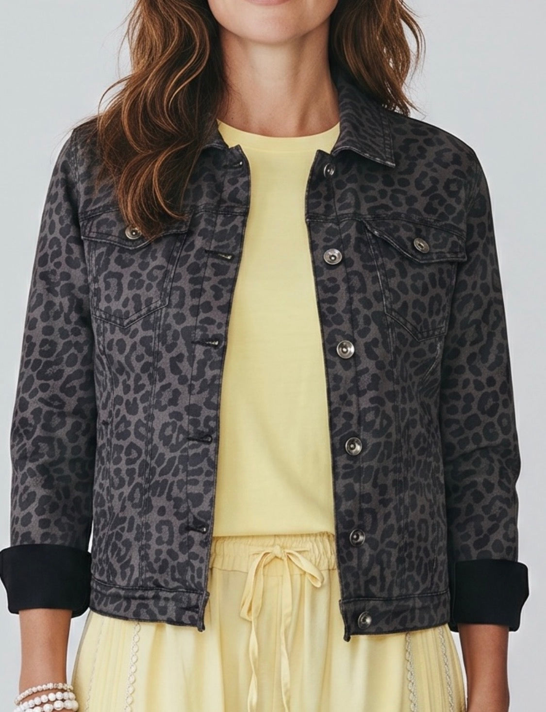 Hochwertige Kunstleder - Jacke „Animal Print“ in taupe - anthrazit - schwarz