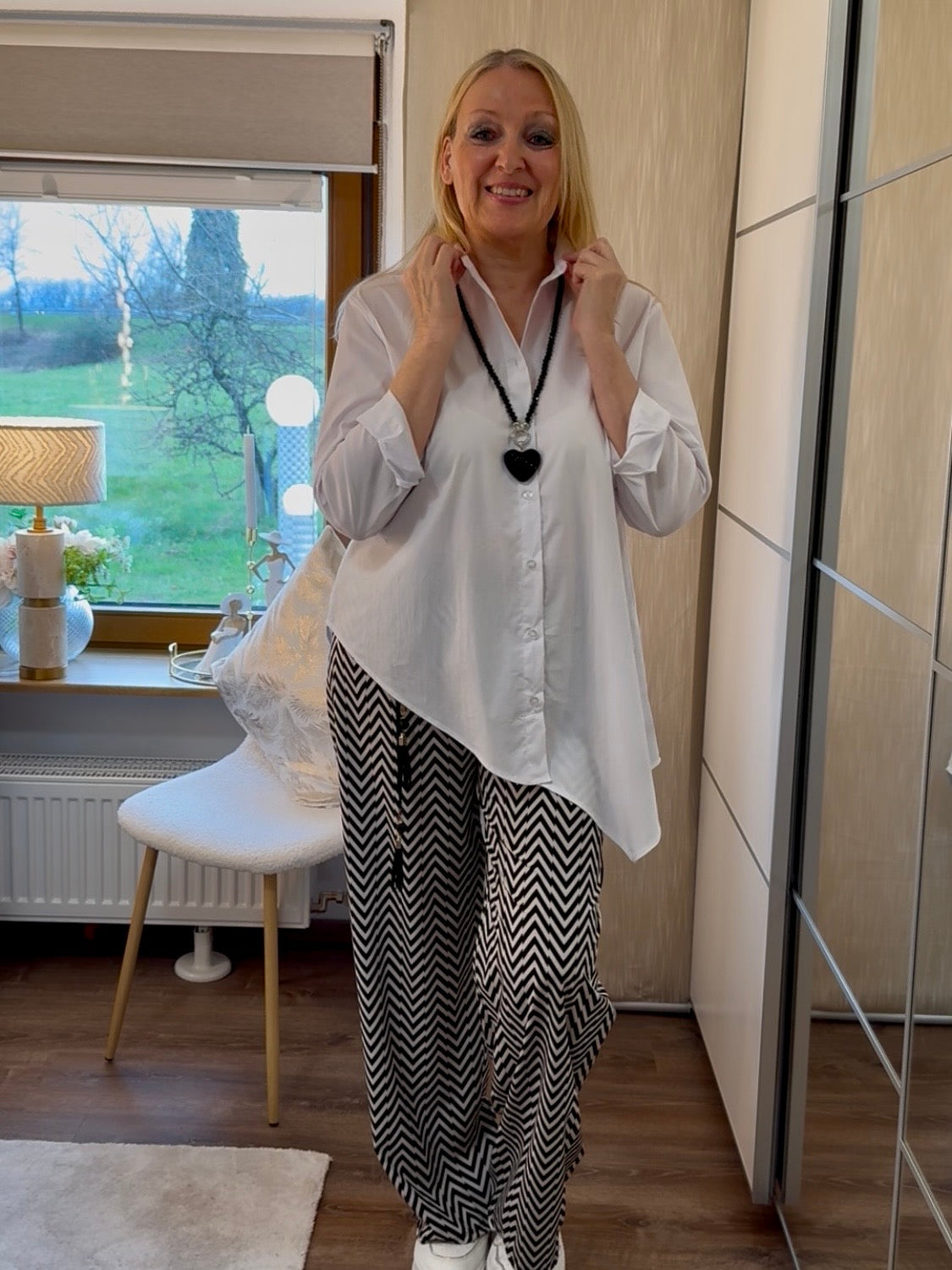 Asymetrische Bluse „Esvivid“ Einheitsgröße Gr. 38 - 42 in weiß
