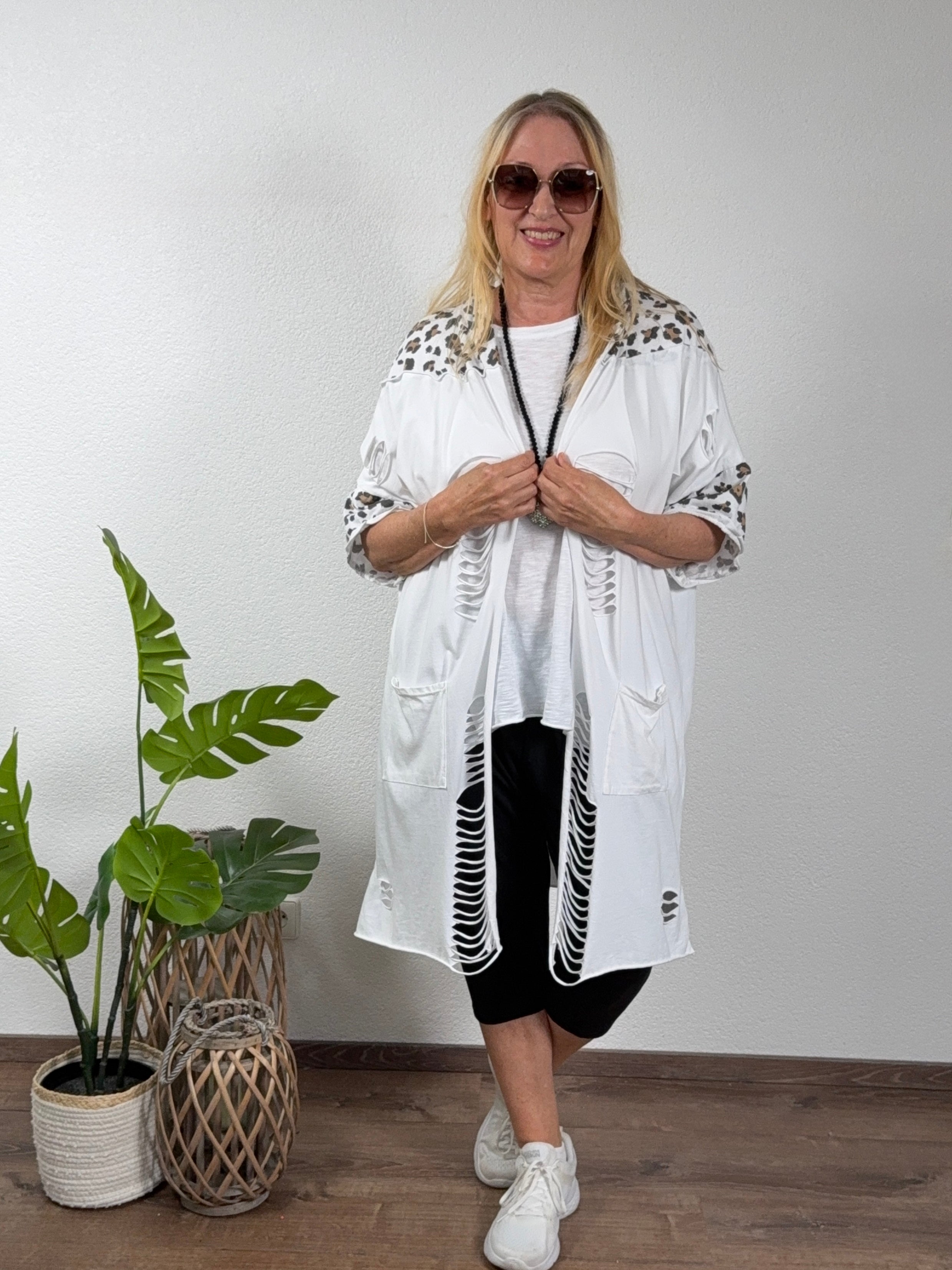 Leichte Vintage Jacke mit Kapuze und „Animal Print“ Einheitsgröße Gr. 36 - 48 in 2 Farben