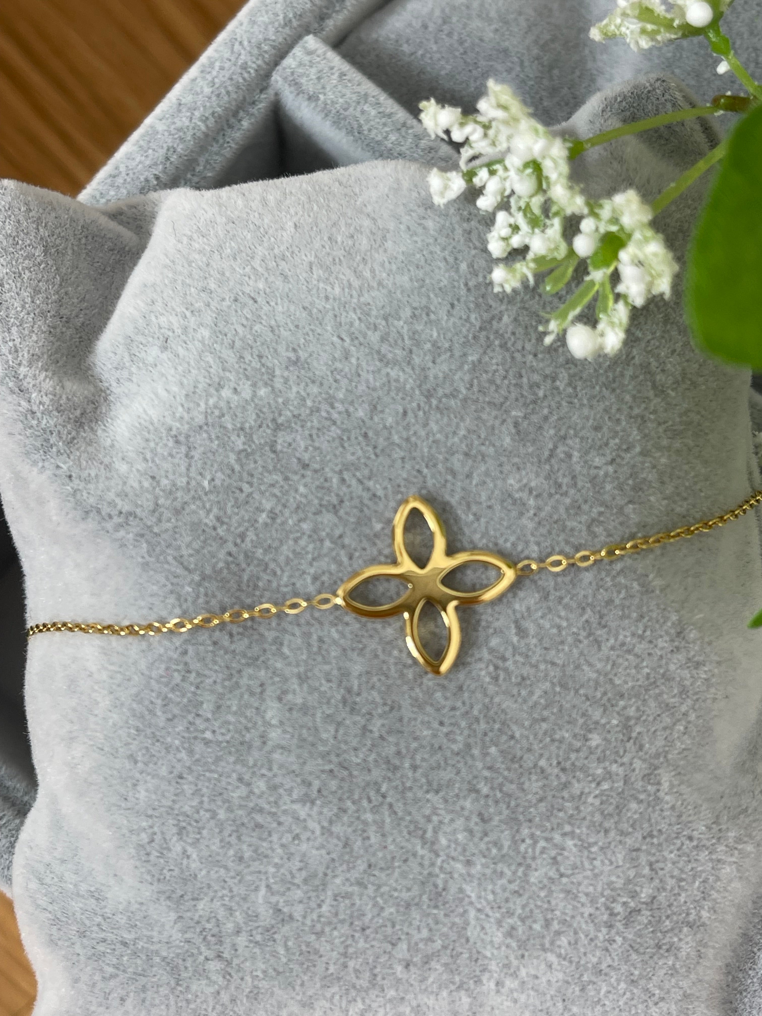 Elegantes Damen - Armband „Blüte“ Edelstahl gold