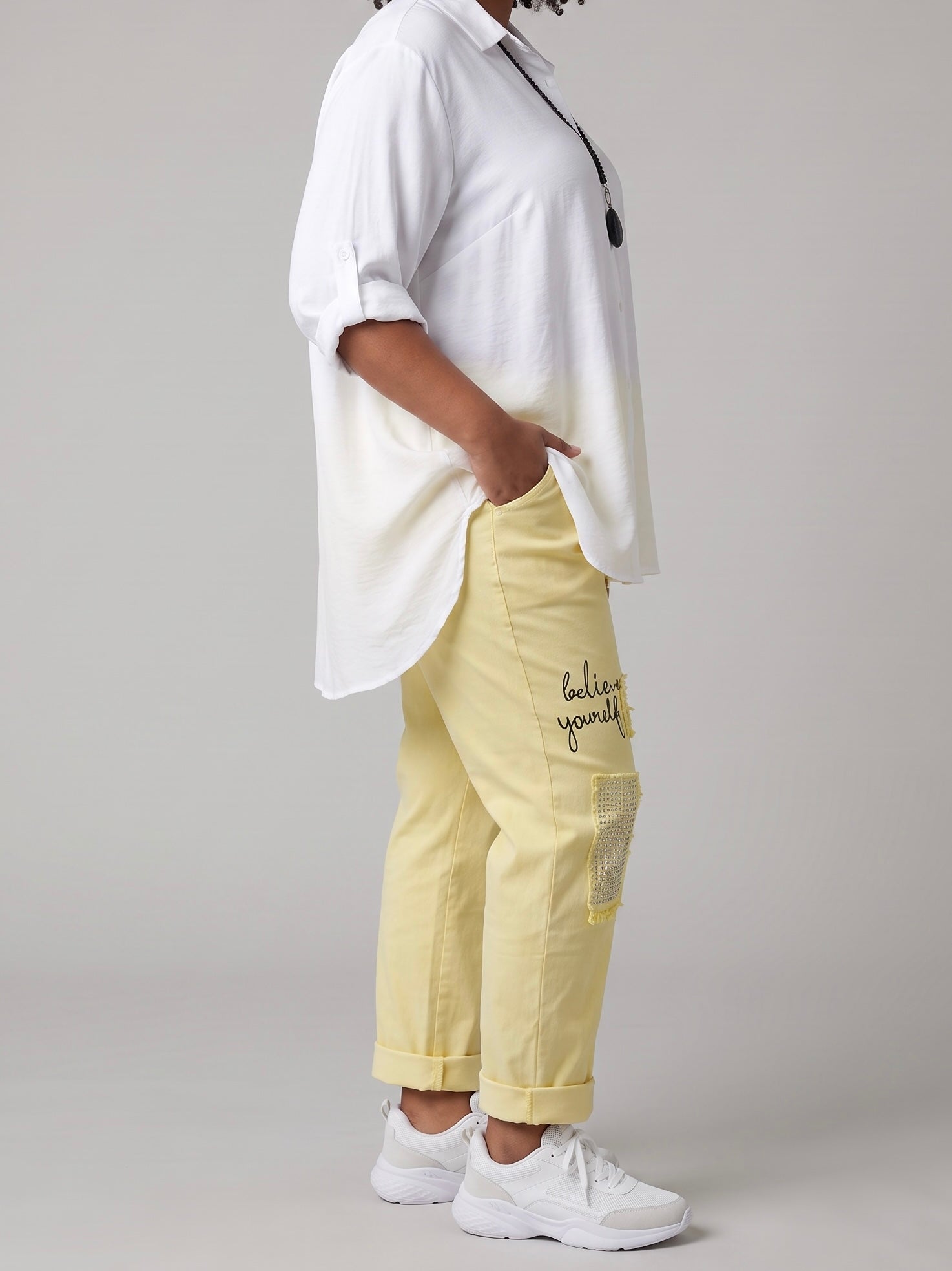 Longbluse mit 3/4 Arm in weiß