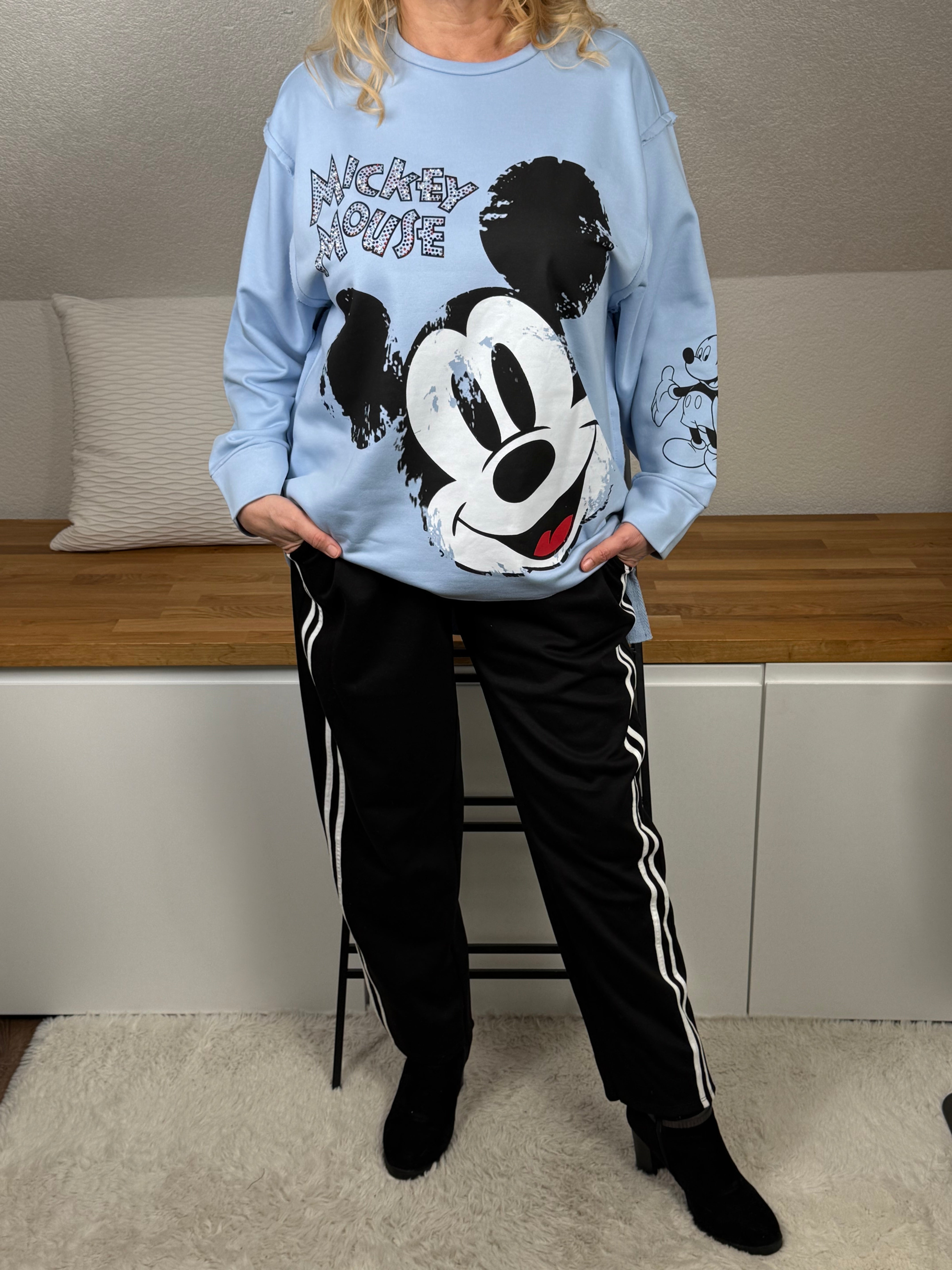 Vintage Pullover „Maus“ mit aufwendigem Print und tollen Details Einheitsgröße Gr. 40 - 44/46 in 4 Farben