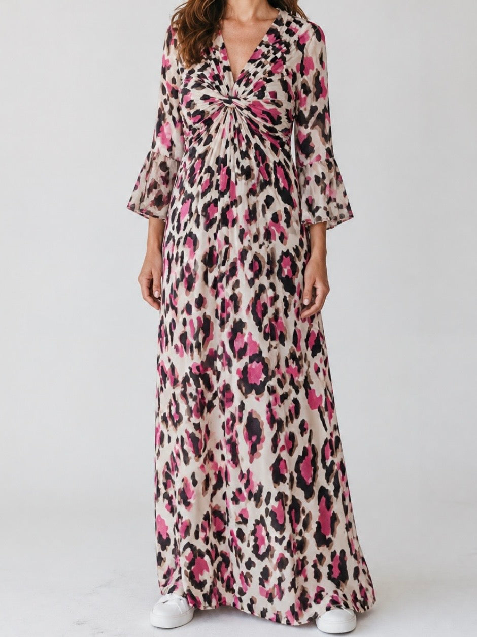 Elegantes Maxikleid mit „Animal Print“ Einheitsgrösse Gr. 36 - 42 in 2 Farben