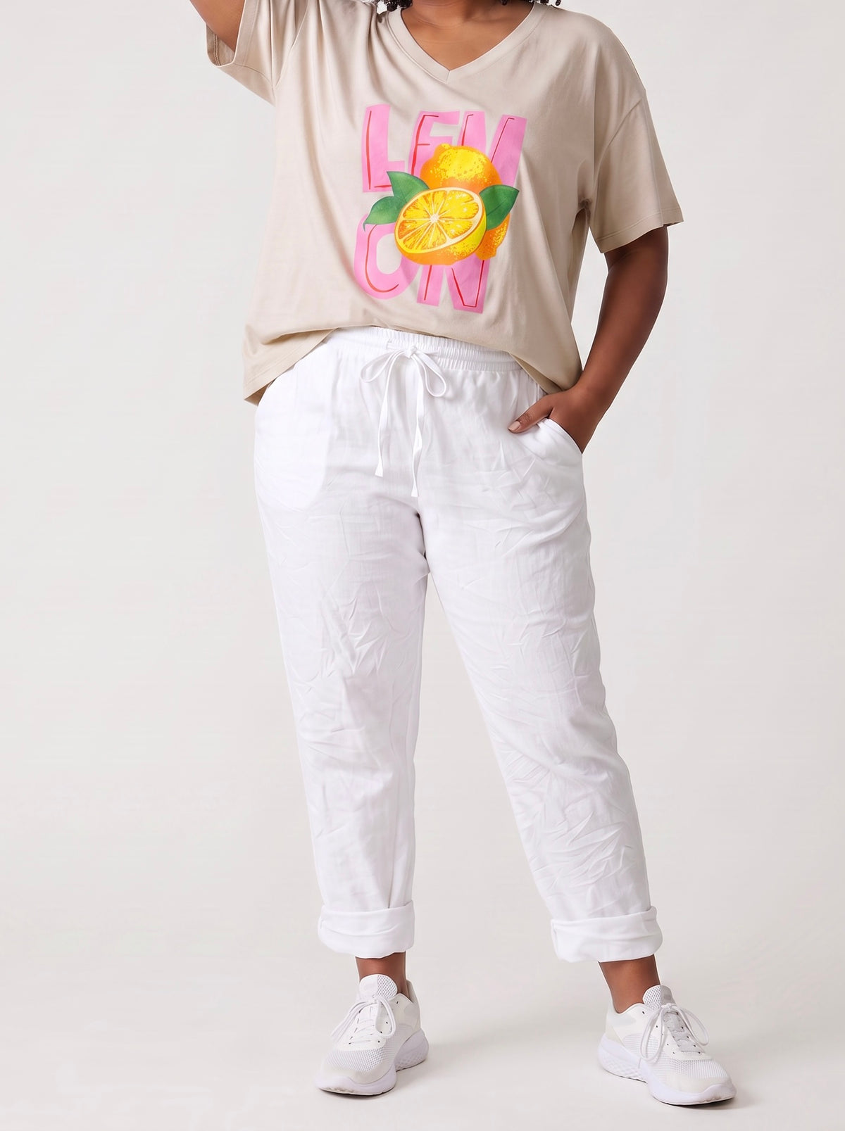 V - Shirt Kurzarm mit „Lemon Print“ in 4 Farben