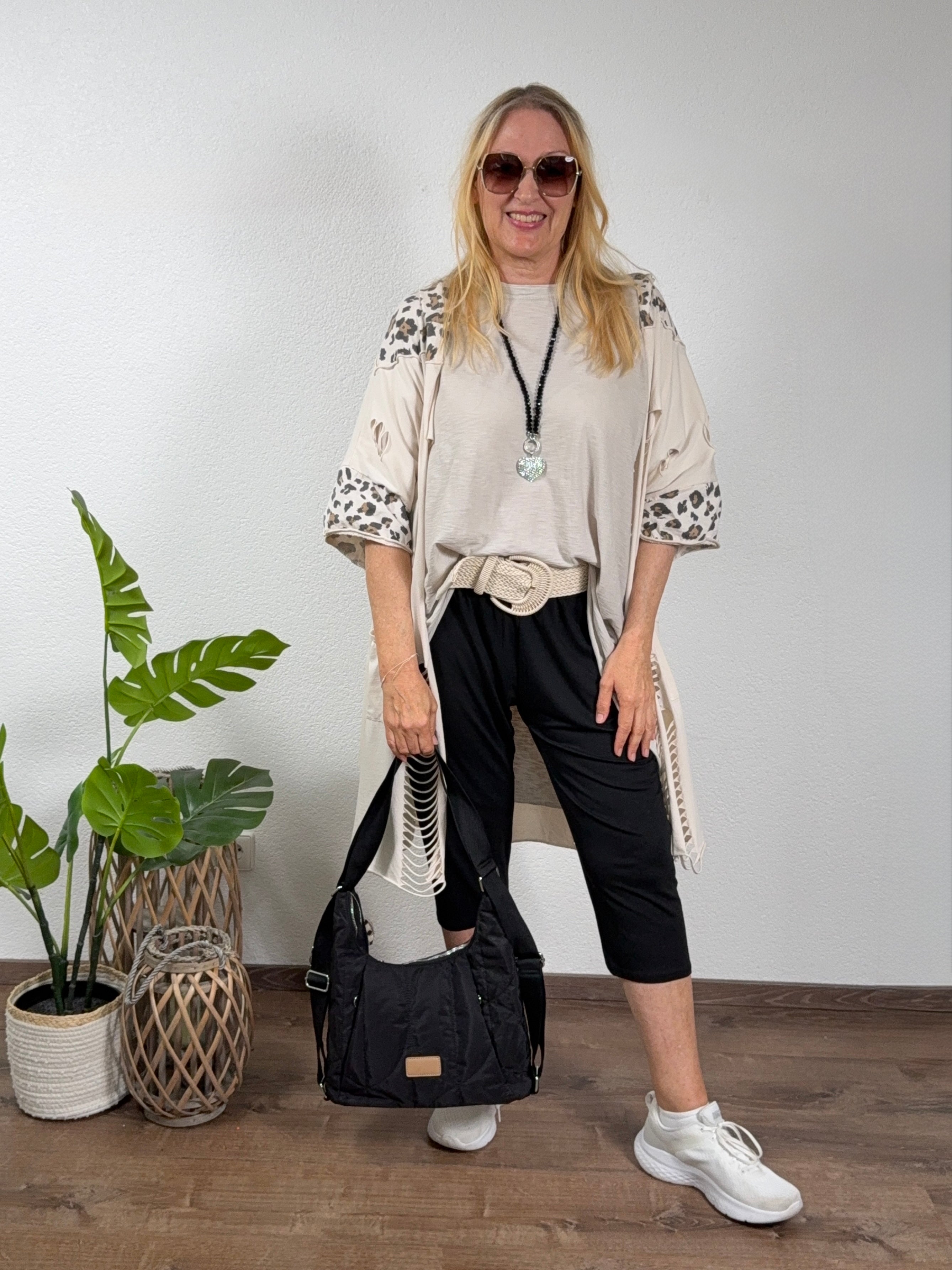Leichte Vintage Jacke mit Kapuze und „Animal Print“ Einheitsgröße Gr. 36 - 48 in 2 Farben