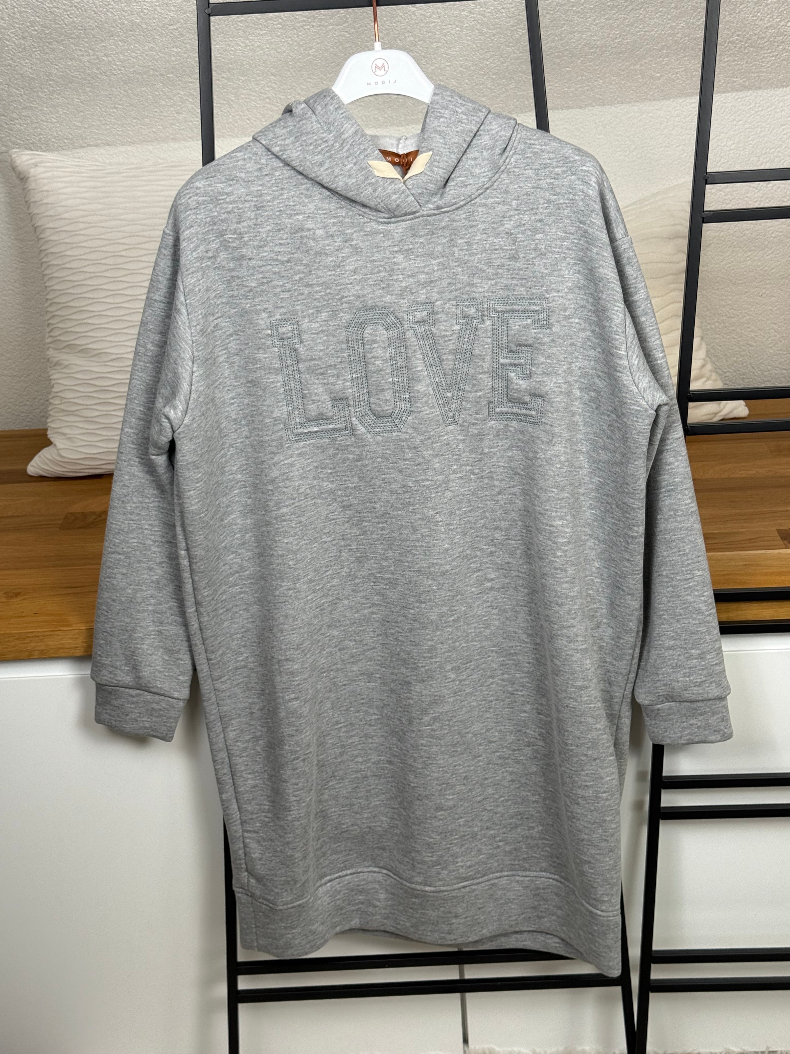 Hochwertiger Hoodie oder Kleid „Love“ Einheitsgrösse Gr. 36 - 42 in 3 Farben