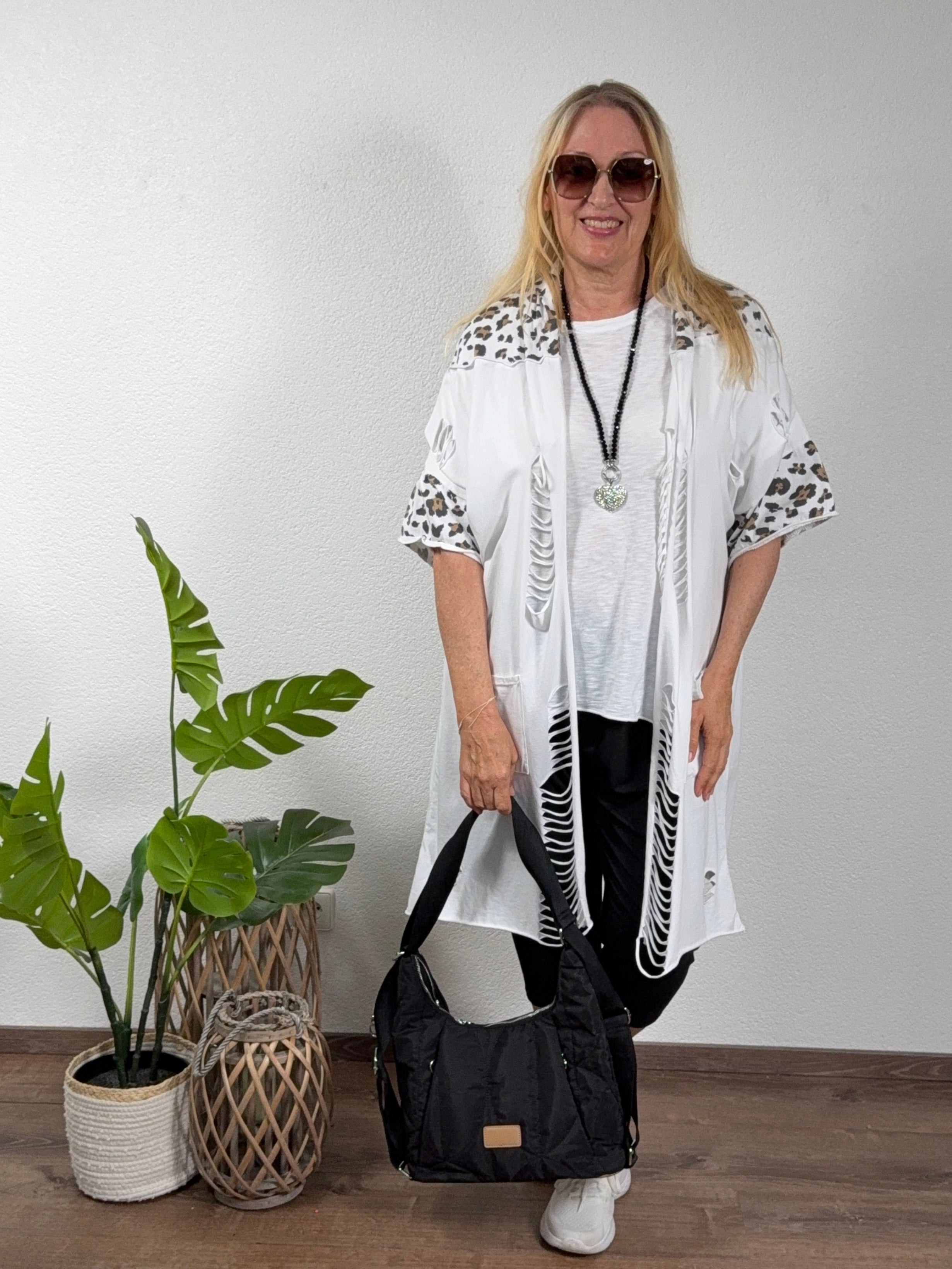 Leichte Vintage Jacke mit Kapuze und „Animal Print“ Einheitsgröße Gr. 36 - 48 in 2 Farben