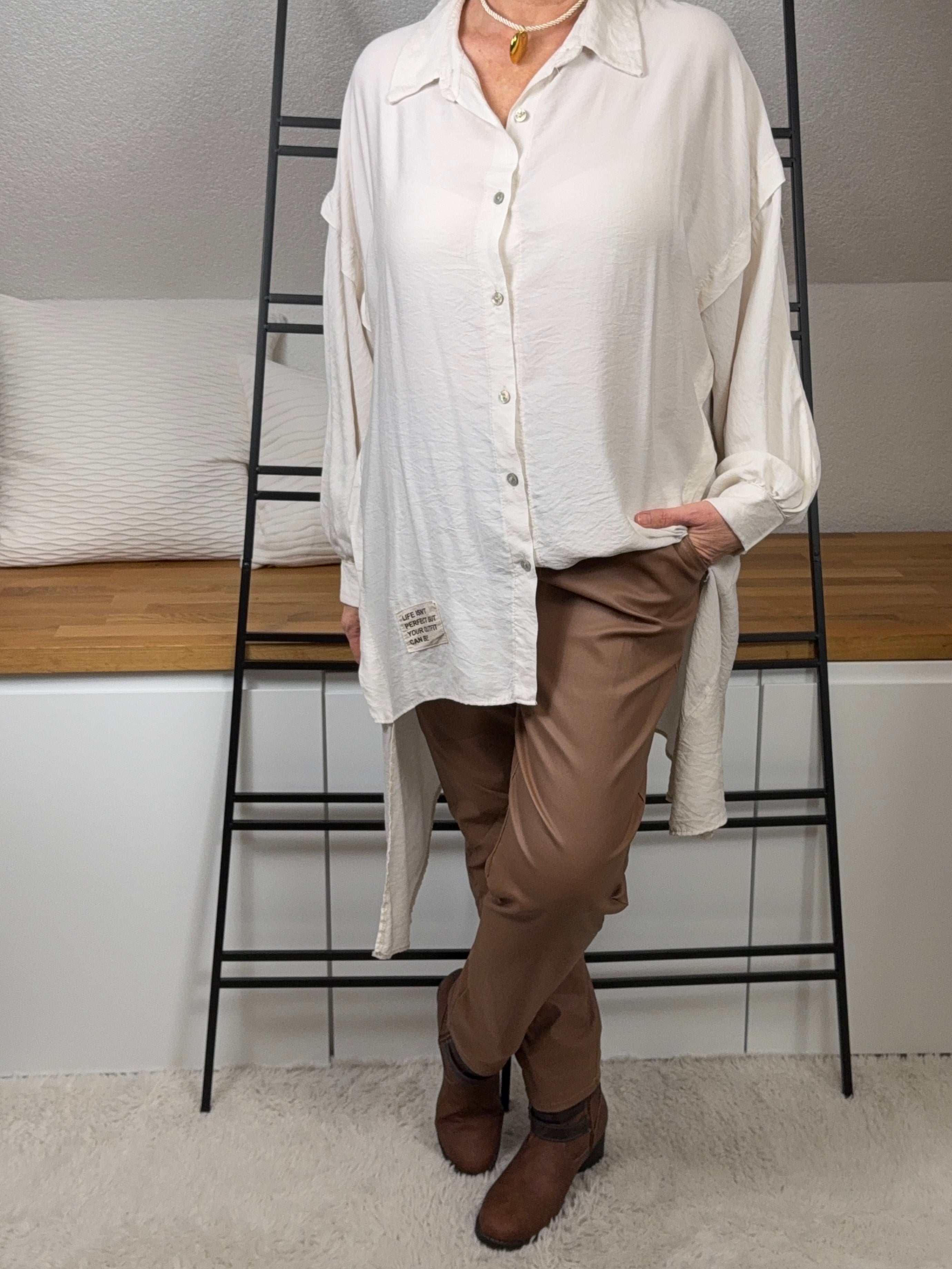 Damen Longbluse Einheitsgröße Gr. 40 - 46 in 2 Farben