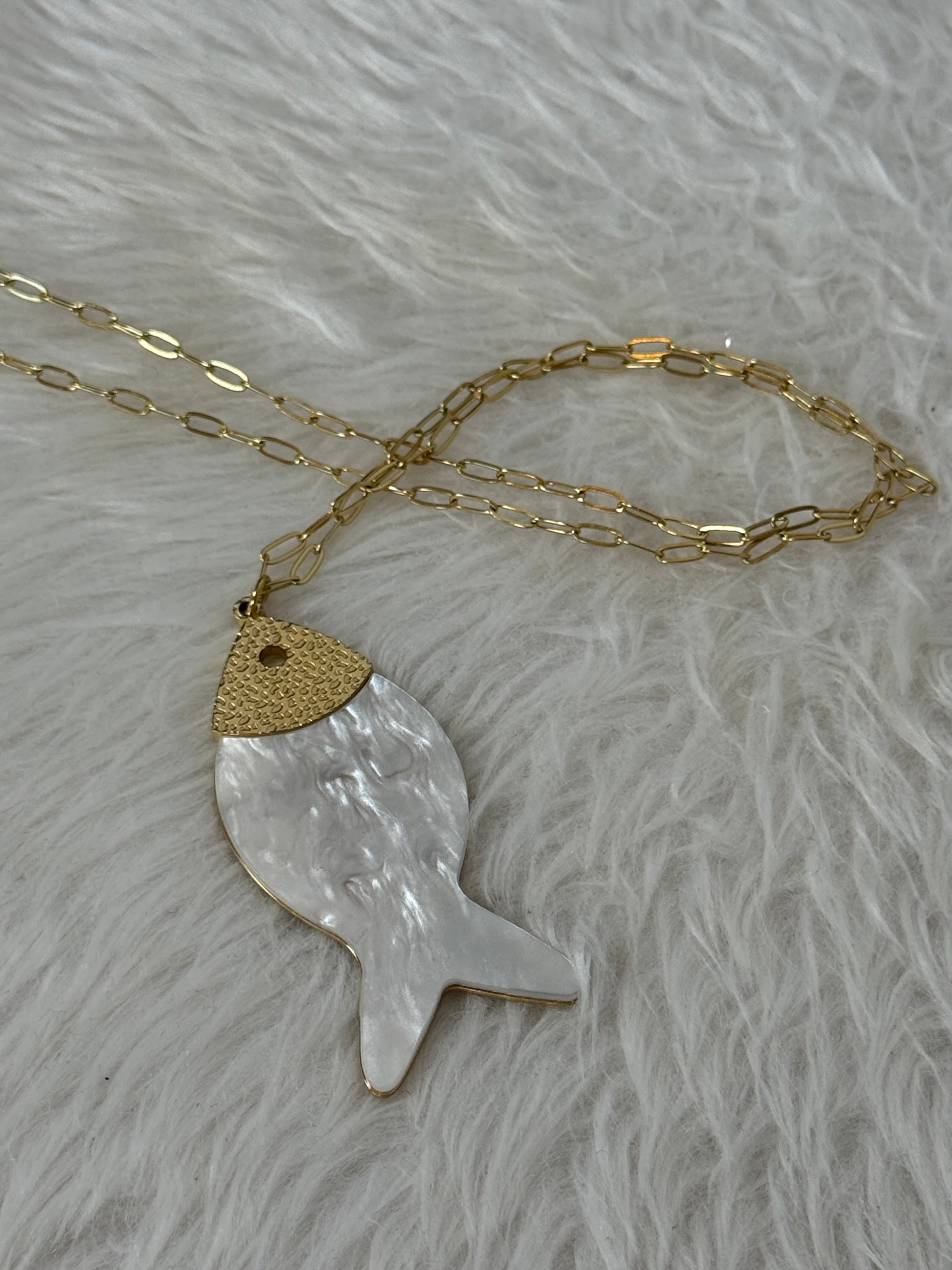 Lange maritime Edelstahl - Glieder - Kette „Fisch“ in 2 Farben