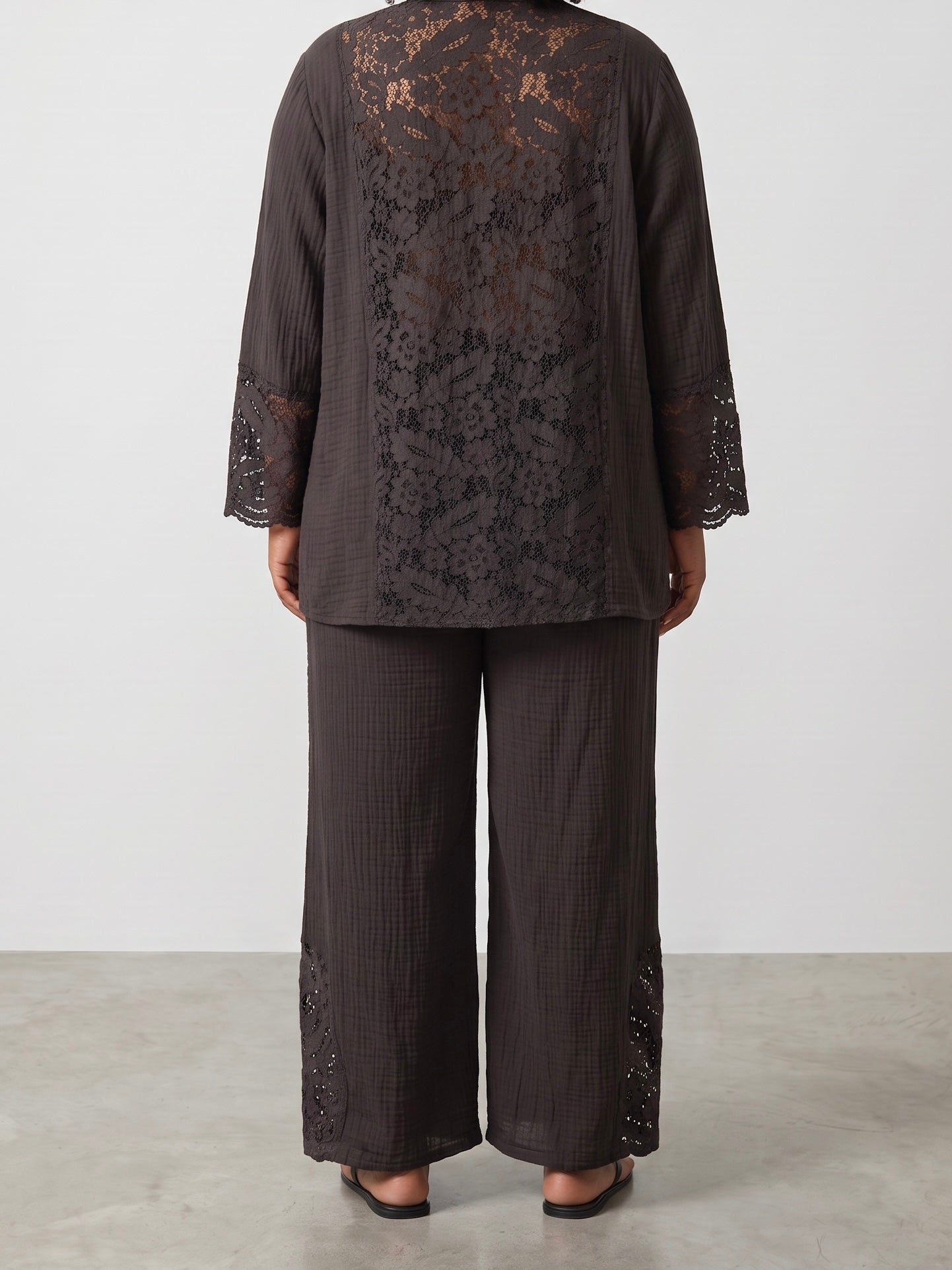 „Musselin“ Blusen - Jacke mit Spitze in 3 Farben