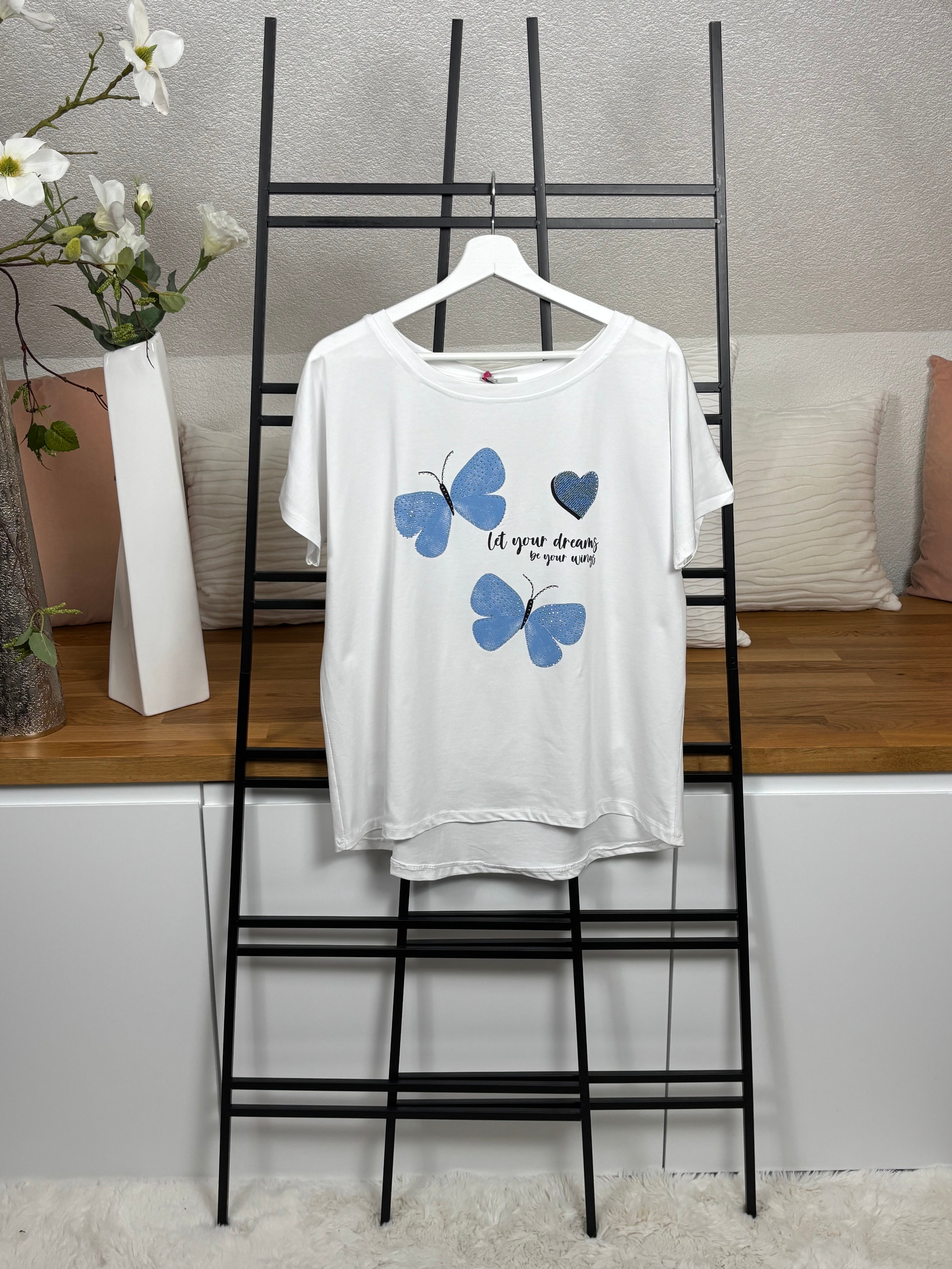 !!!!KEINE RETOURE MÖGLICH!!!! Damen- T - Shirt „Schmetterling“ Einheitsgrösse Gr. 36 - 44 in 3 Farben